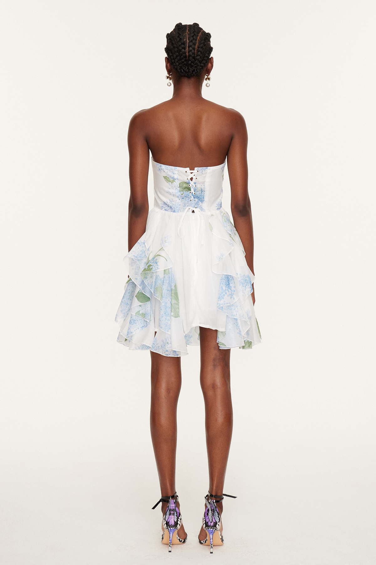 Esmail Floral Ruffle Mesh Mini Dress