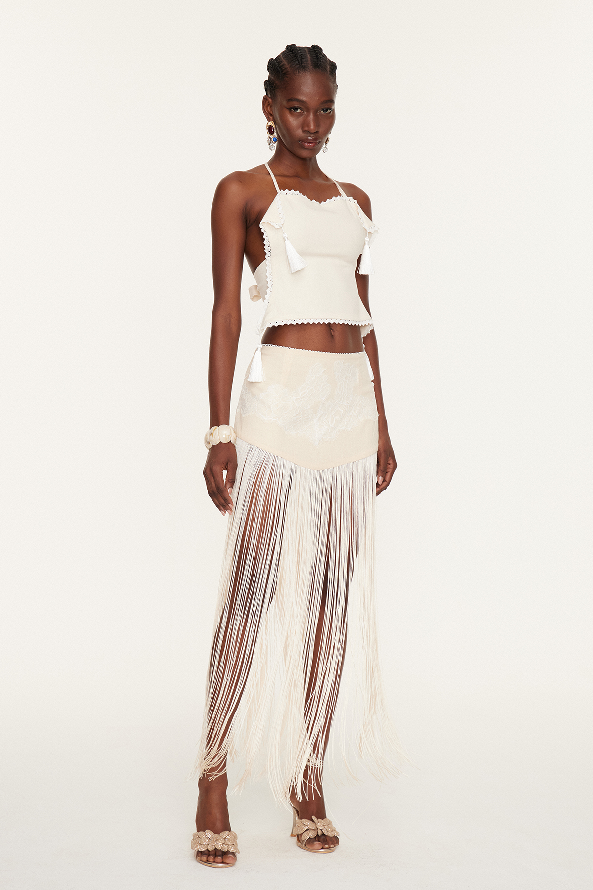 Esmaralda Backless Fringe Skirt Set