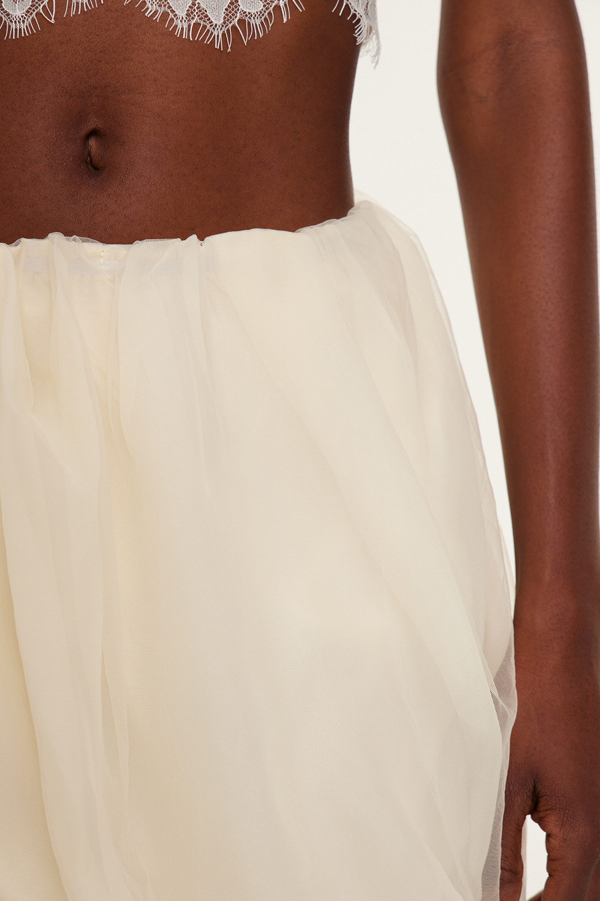 Esmat Mesh Lace Ruch Skirt Set