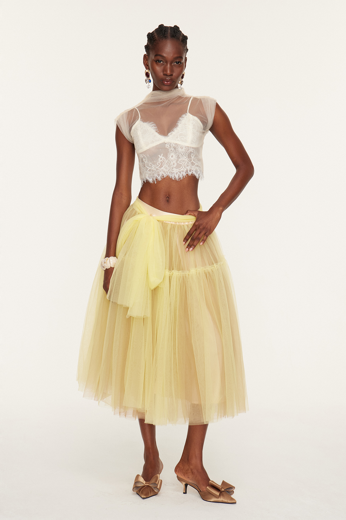 Esmatullah Mesh Bubble Midi Skirt