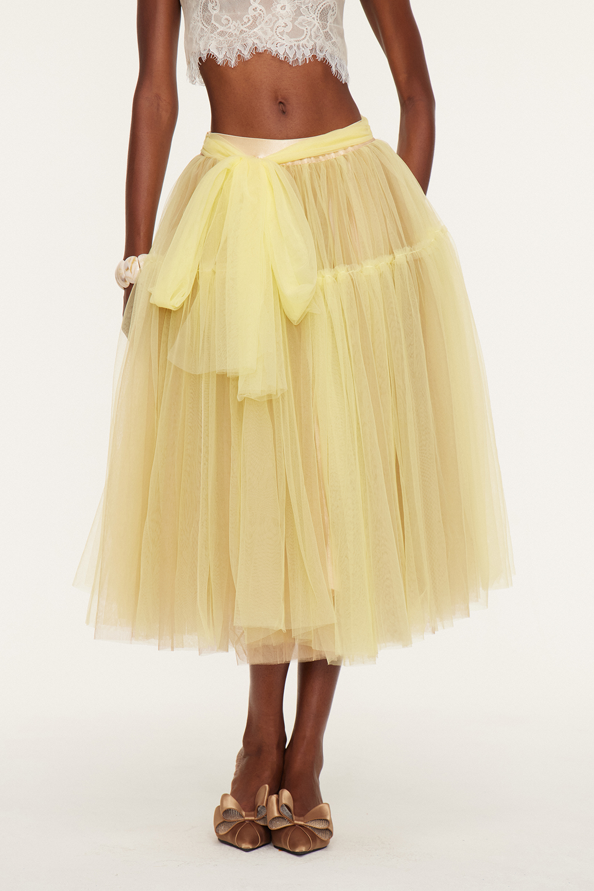 Esmatullah Mesh Bubble Midi Skirt