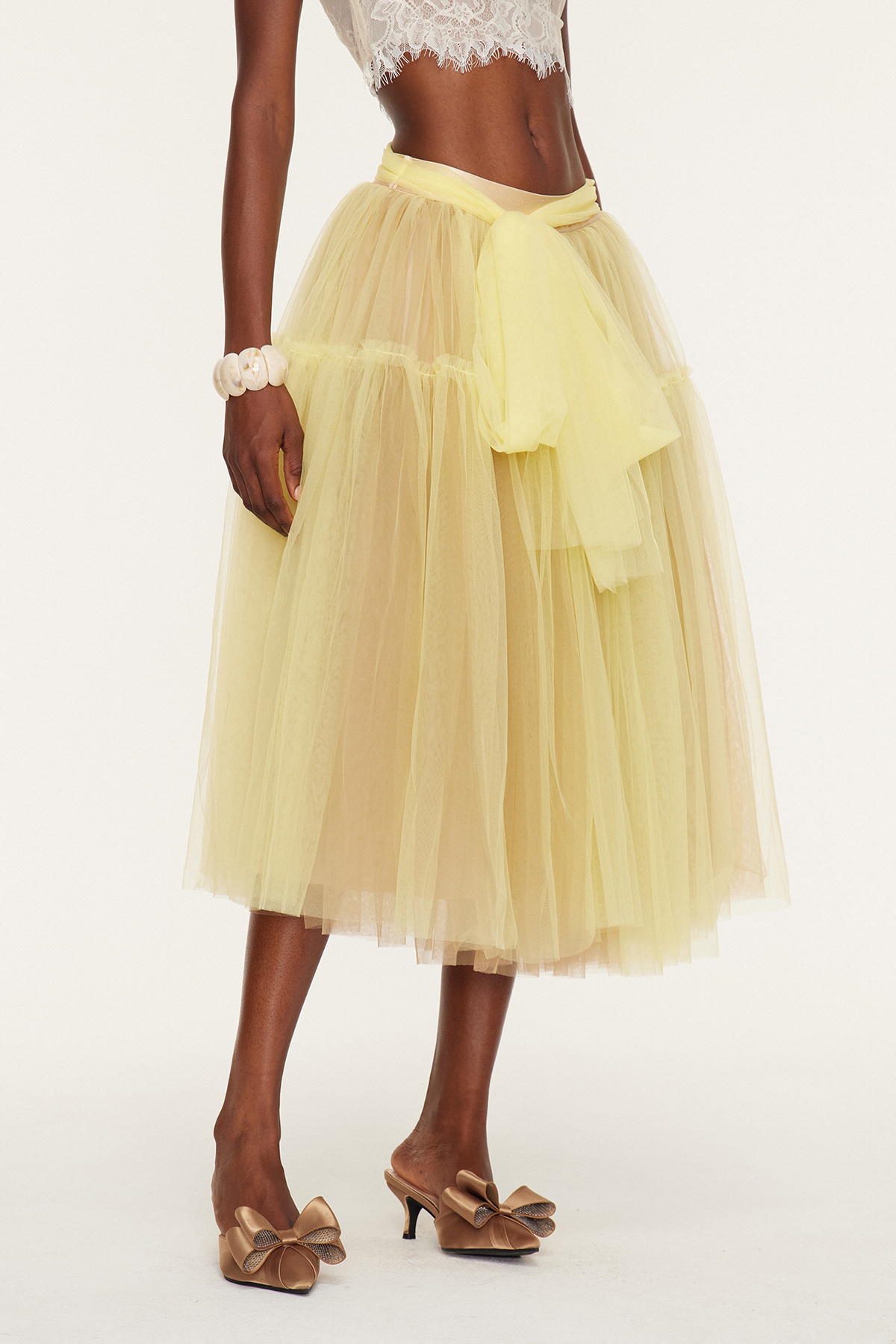 Esmatullah Mesh Bubble Midi Skirt