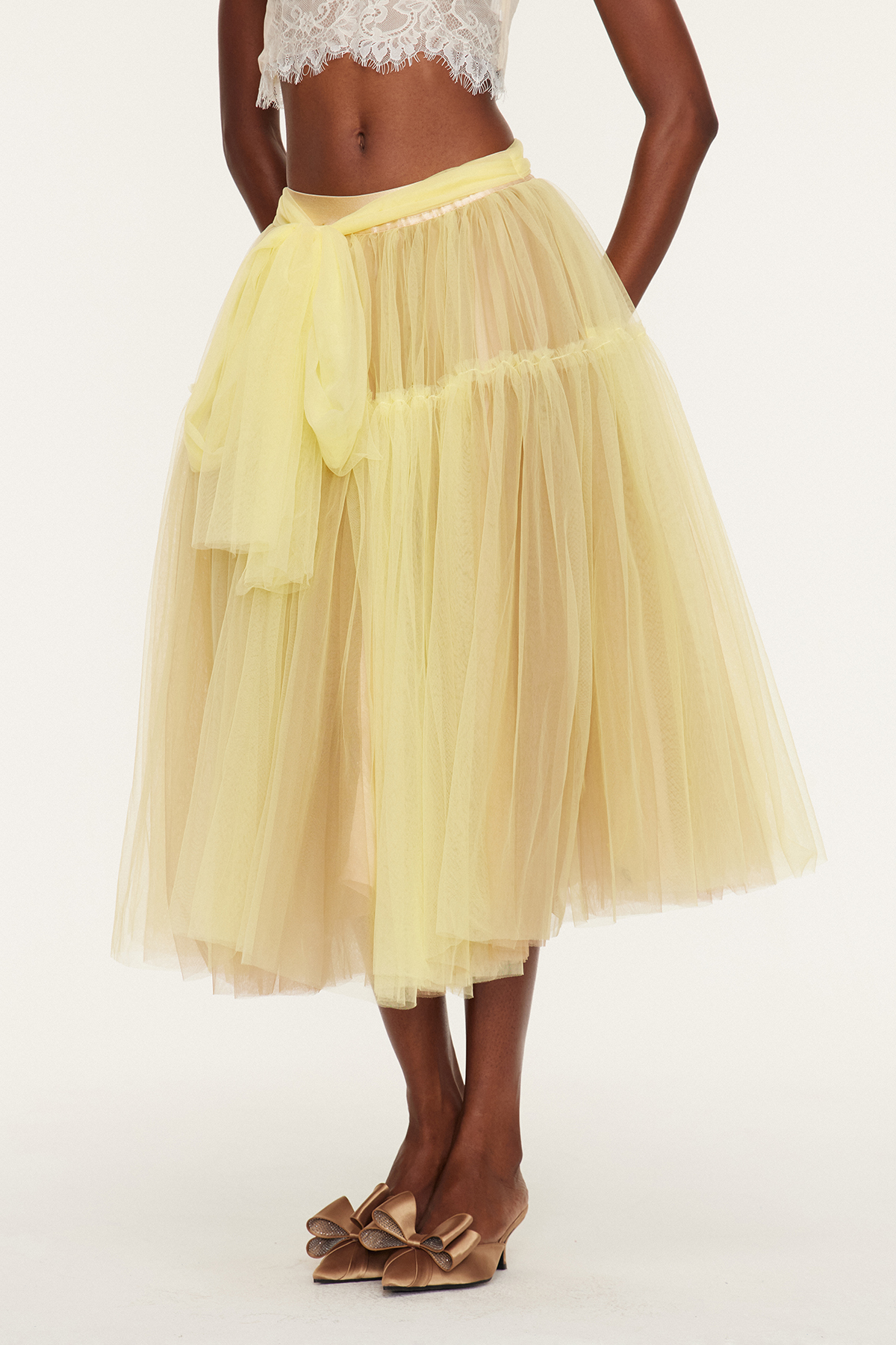 Esmatullah Mesh Bubble Midi Skirt