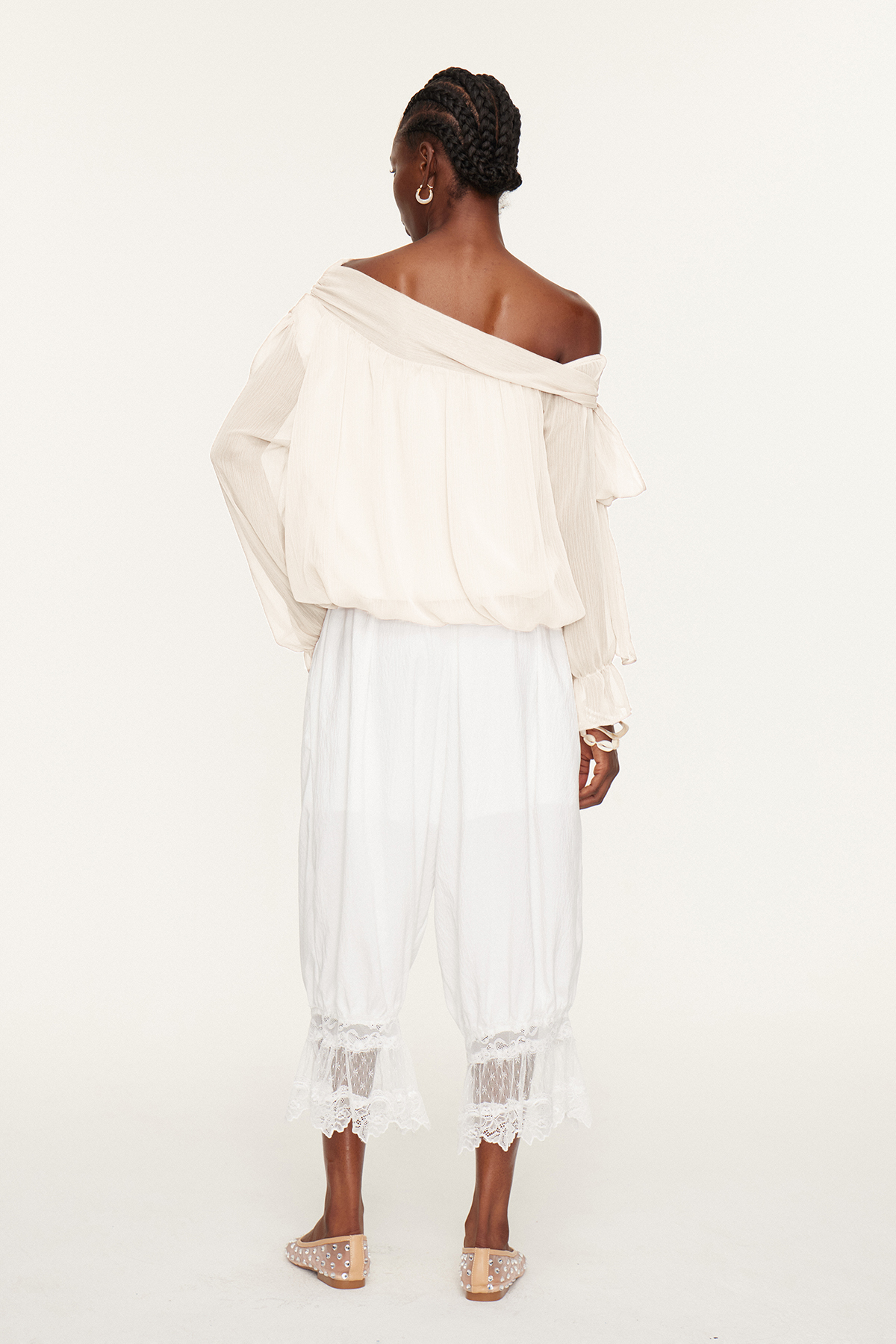 Esmeralda Asymmetric Tie Up Top In Beige