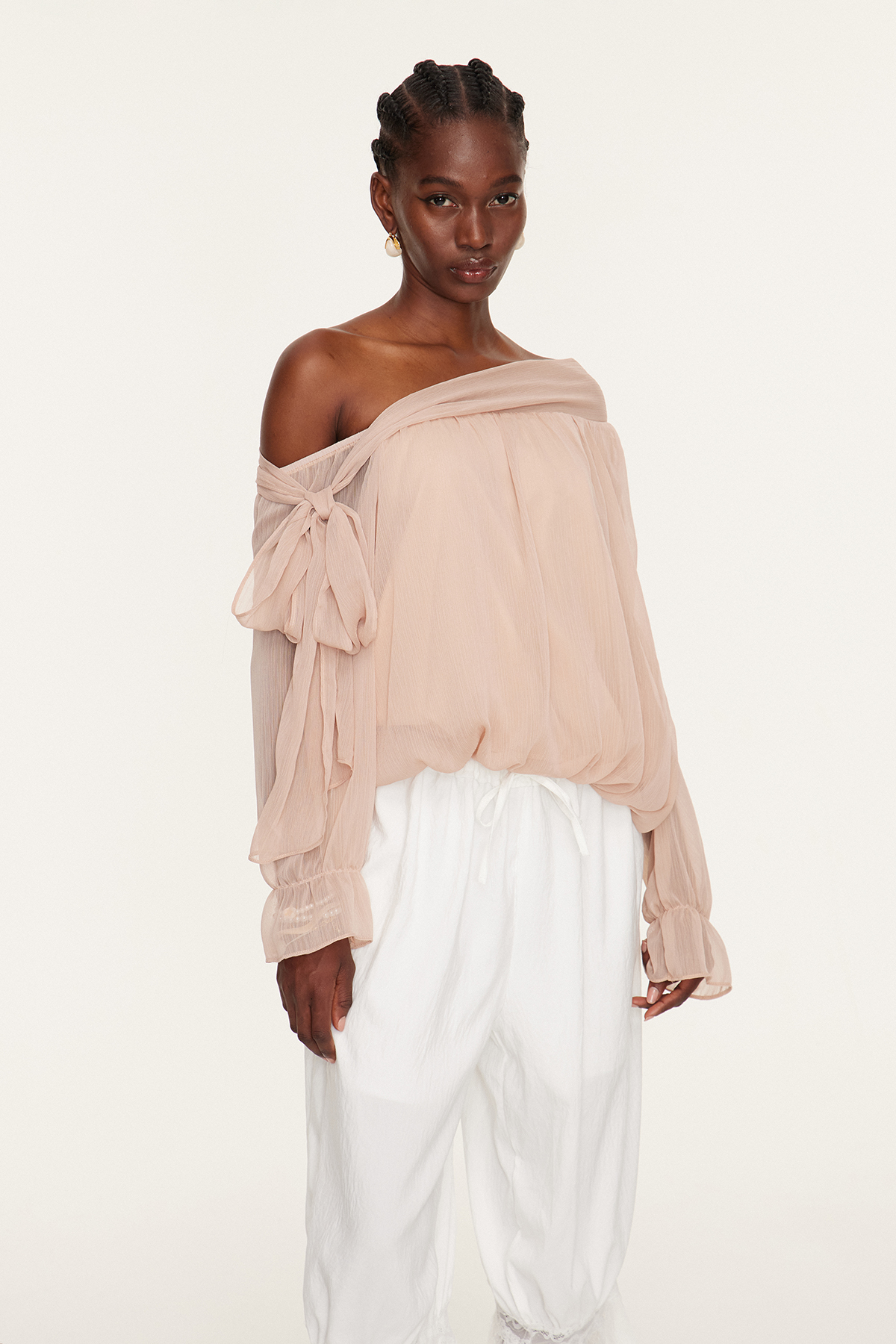 Esmeralda Asymmetric Tie Up Top In Pink