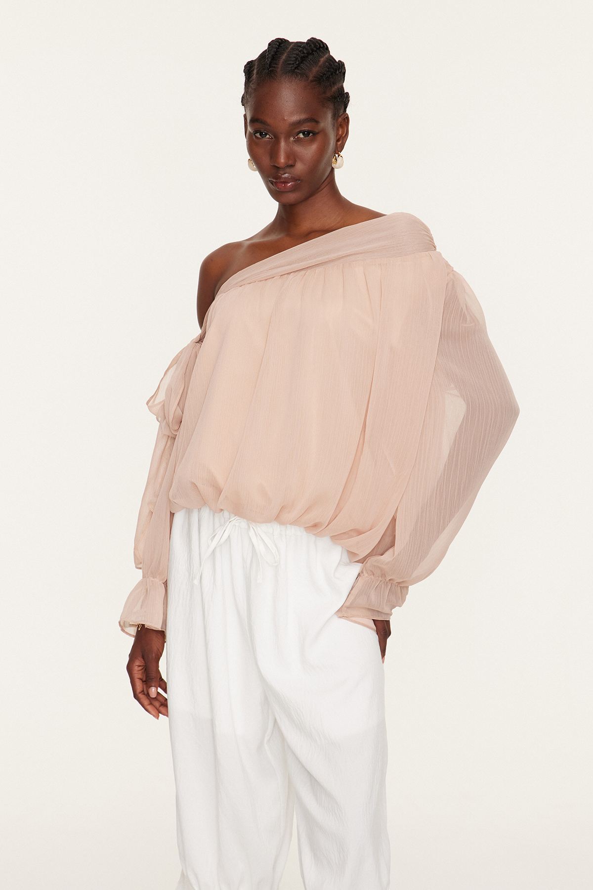 Esmeralda Asymmetric Tie Up Top In Pink