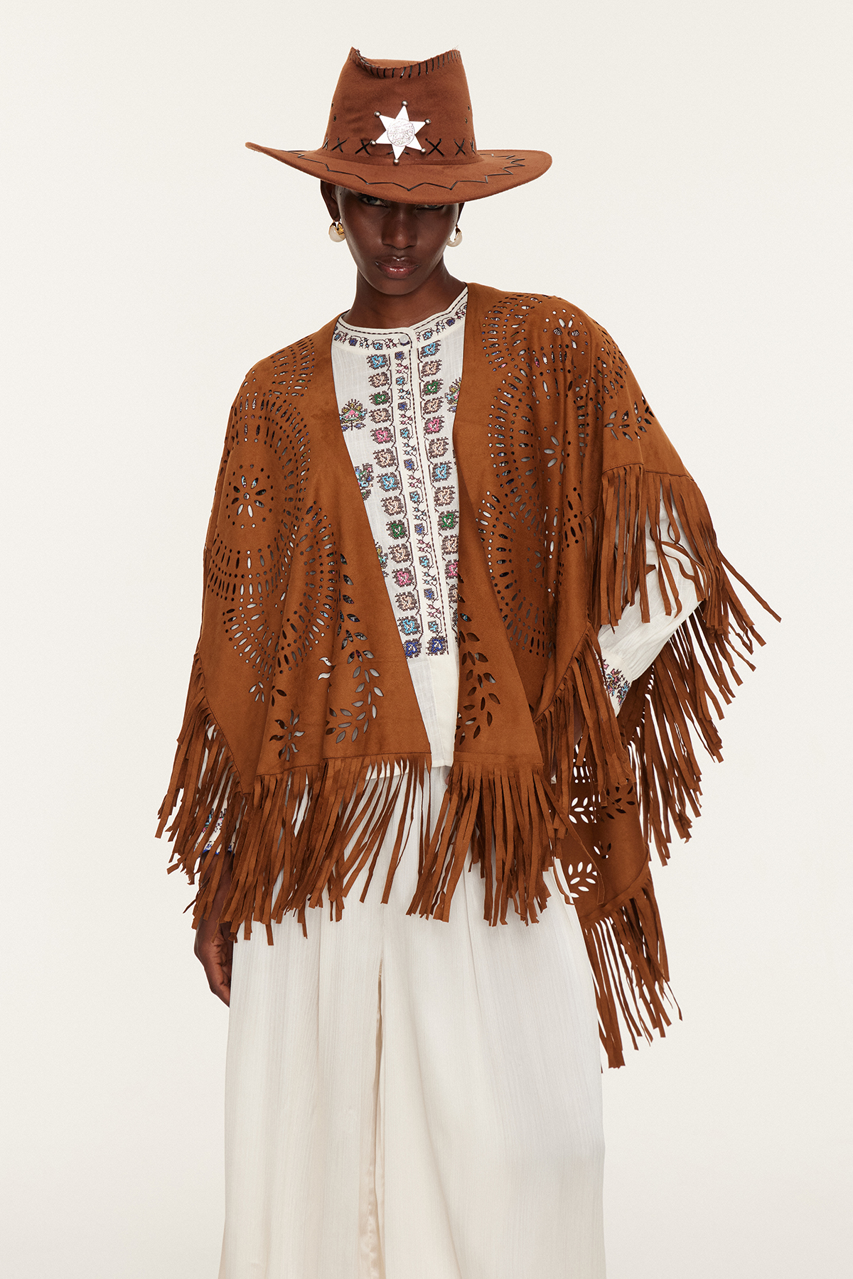 Essence Suede Fringe Shawl