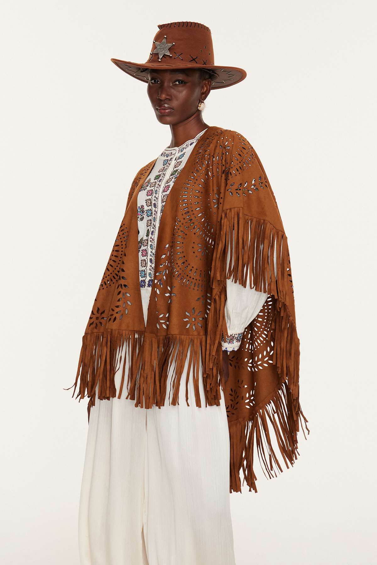Essence Suede Fringe Shawl
