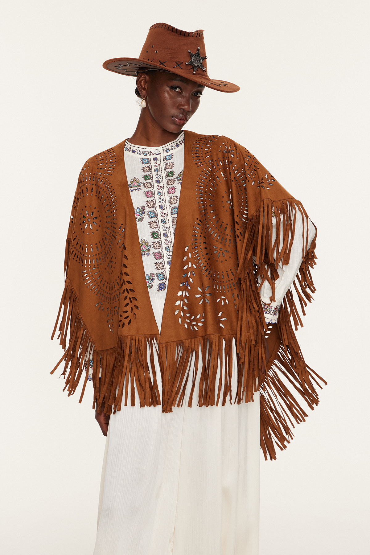 Essence Suede Fringe Shawl
