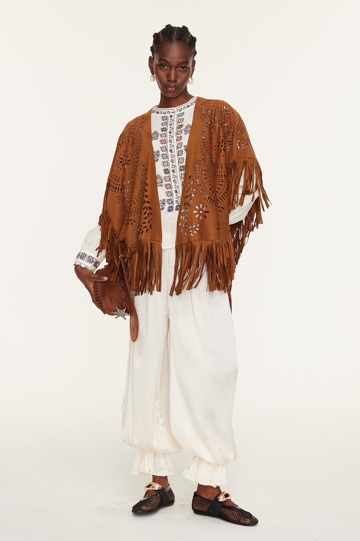 Essence Suede Fringe Shawl