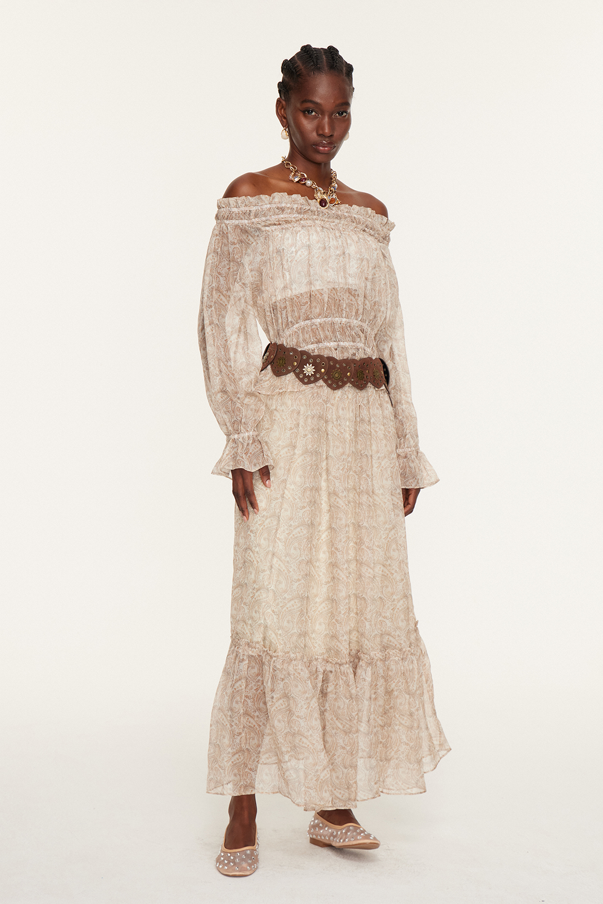 Essie Drawstring Floral Maxi Dress