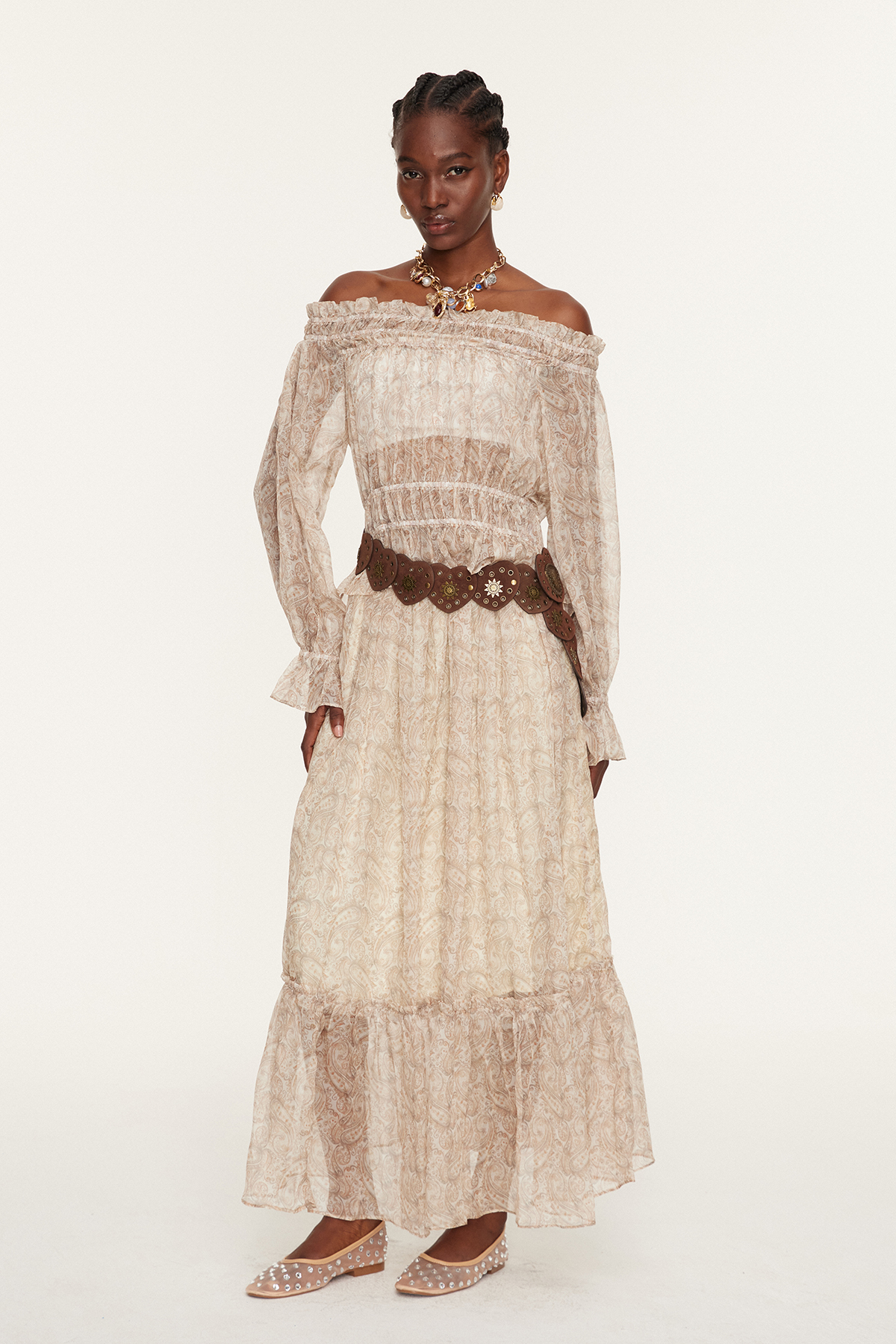 Essie Drawstring Floral Maxi Dress