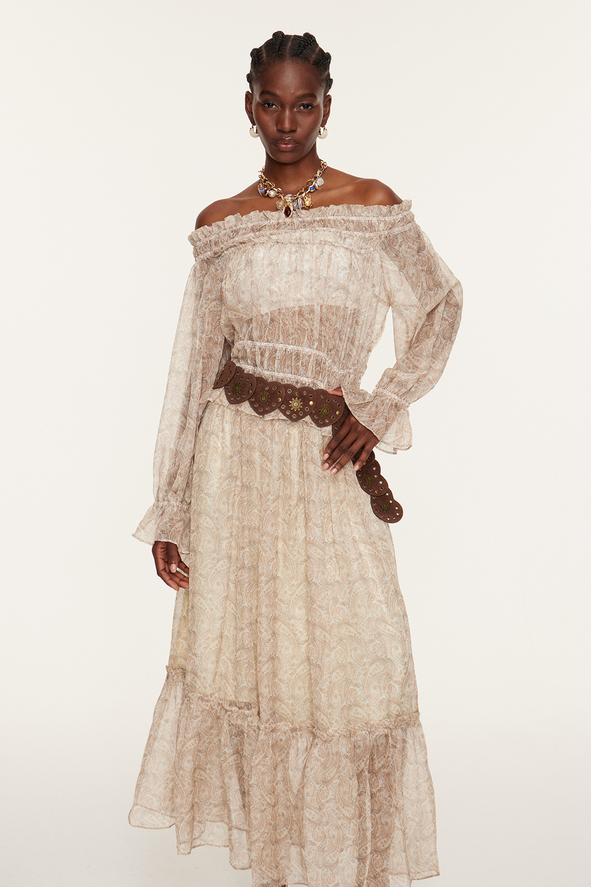 Essie Drawstring Floral Maxi Dress