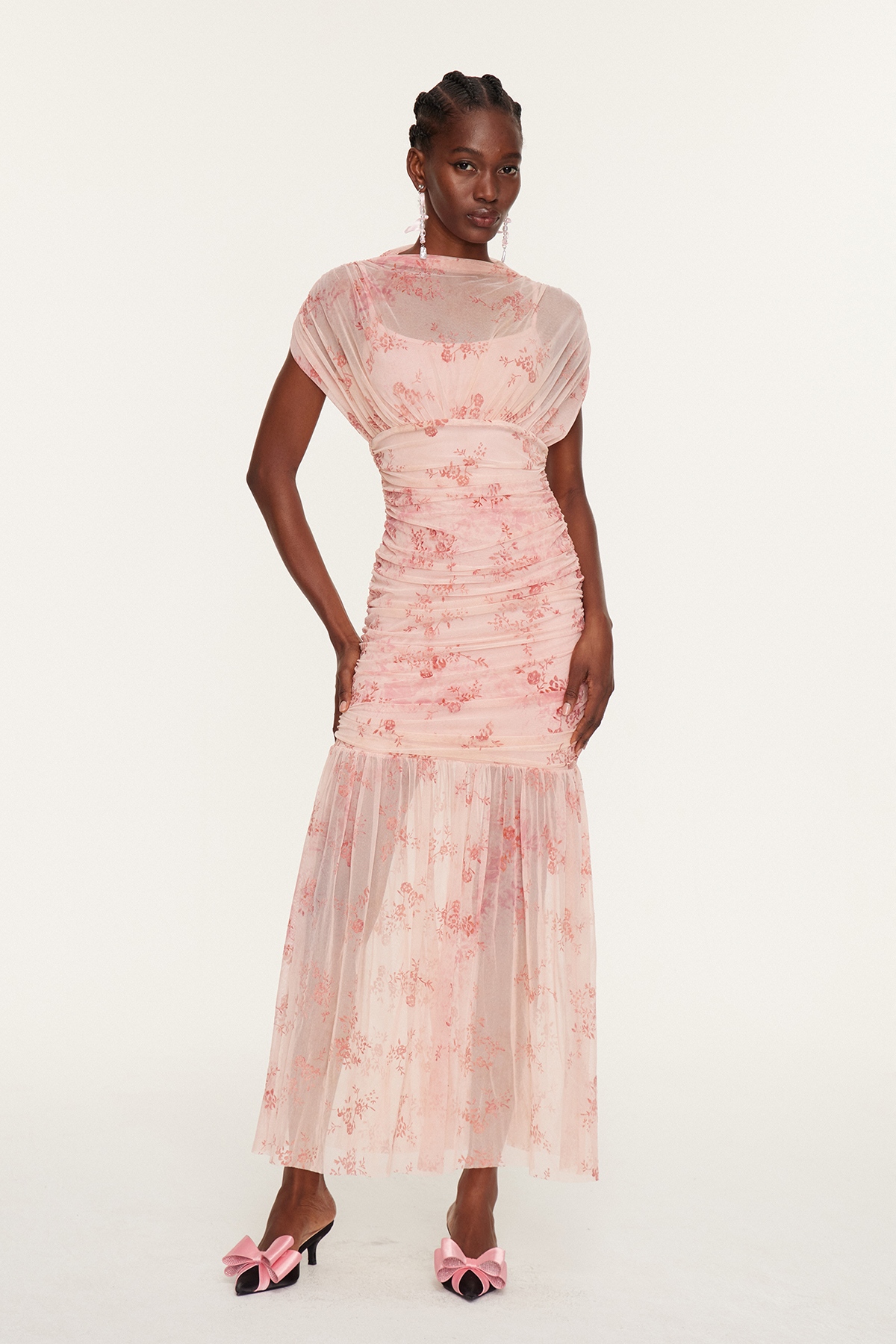 Esta Mesh Floral Mermaid Maxi Dress