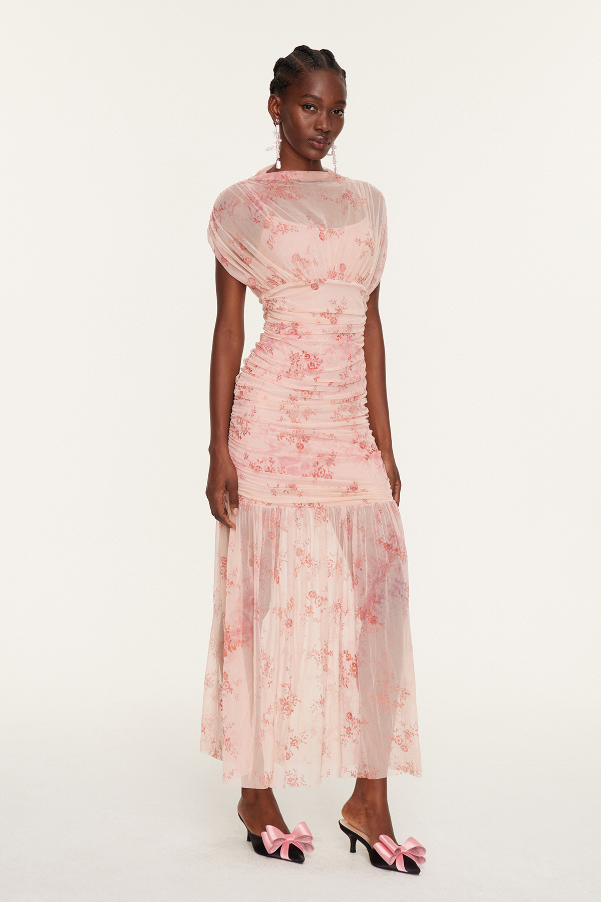 Esta Mesh Floral Mermaid Maxi Dress