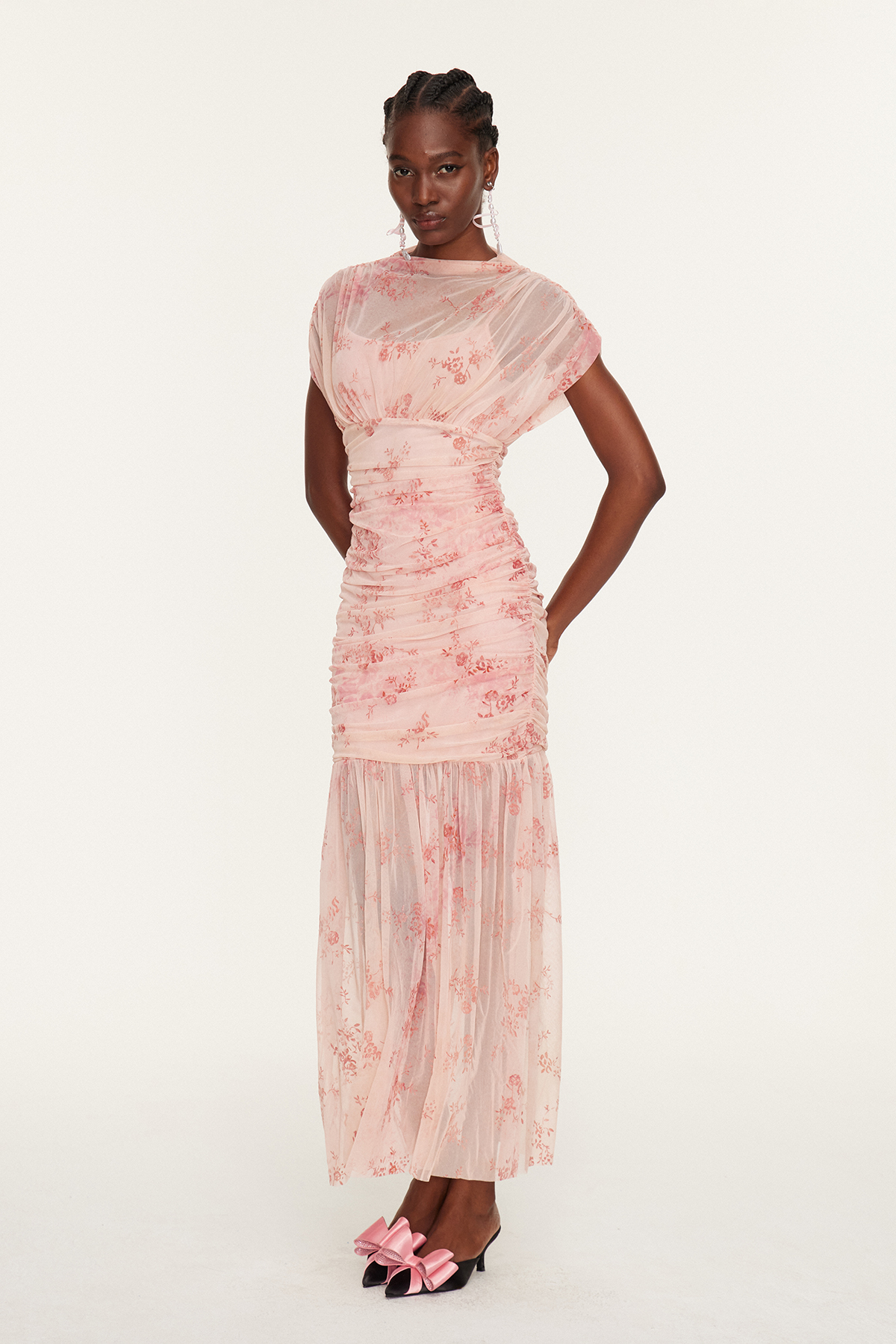 Esta Mesh Floral Mermaid Maxi Dress