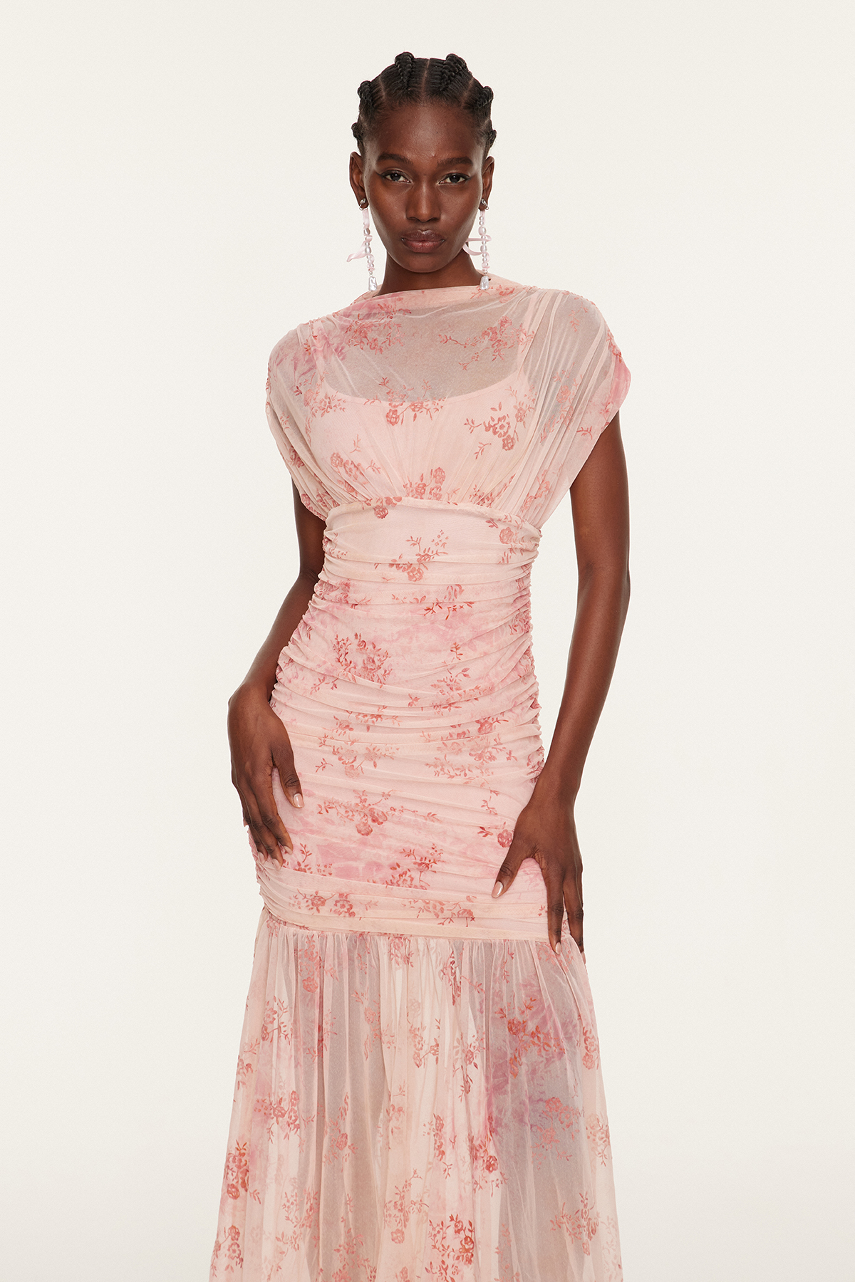 Esta Mesh Floral Mermaid Maxi Dress