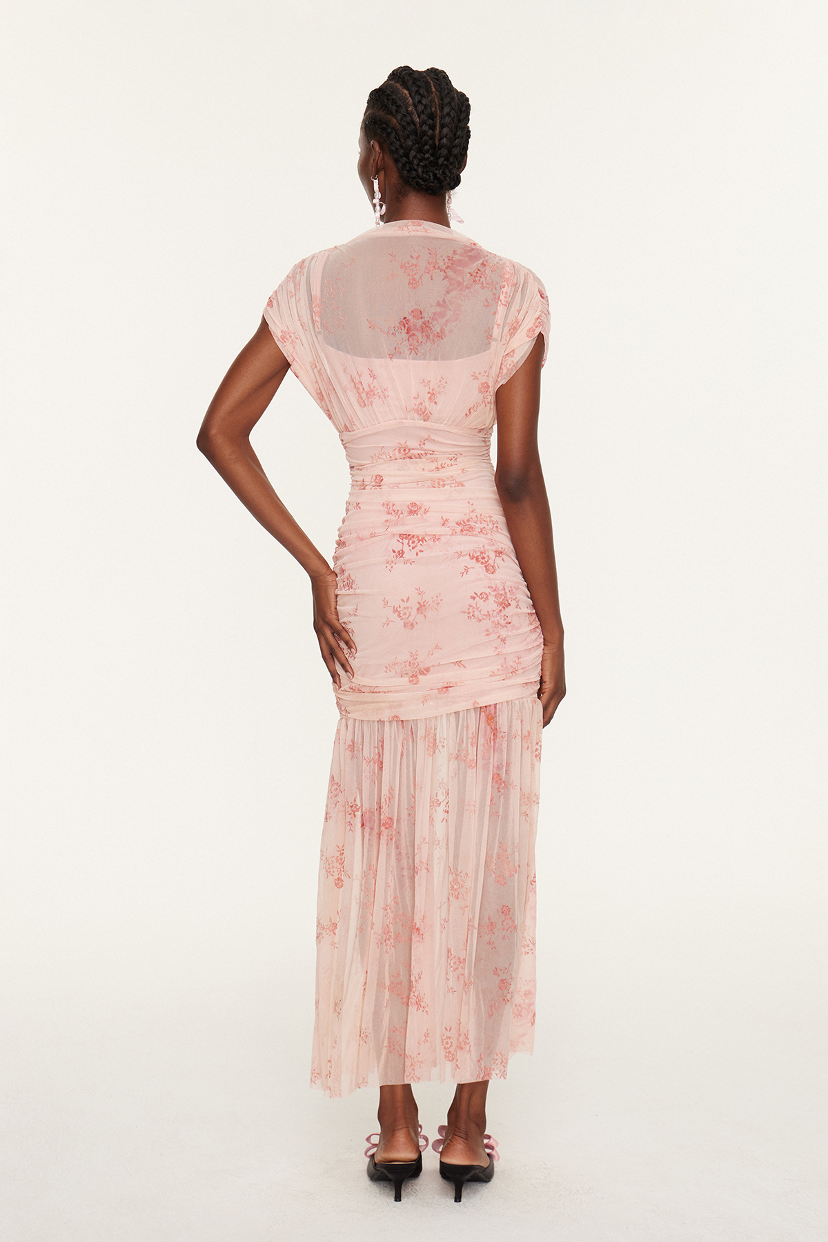 Esta Mesh Floral Mermaid Maxi Dress