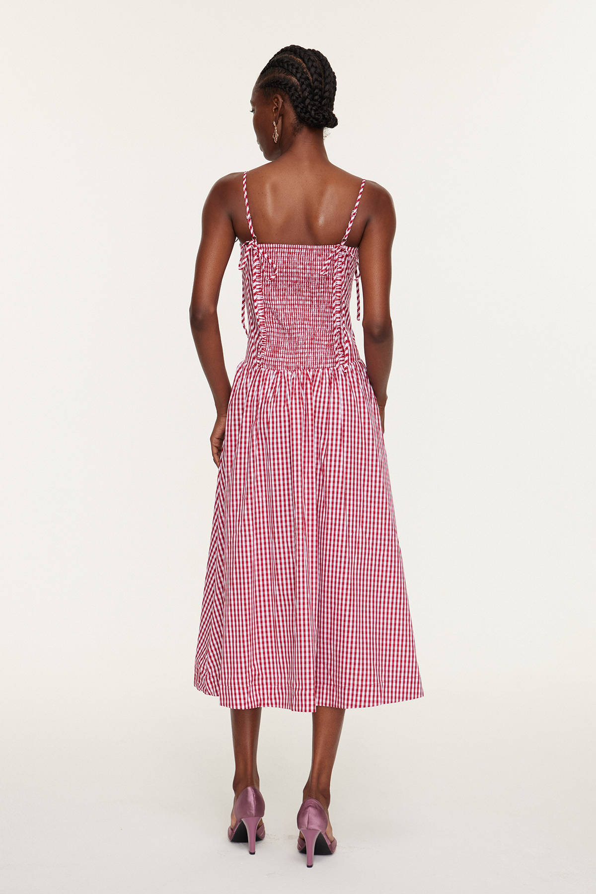 Estebe Spaghetti Grid Midi Dress