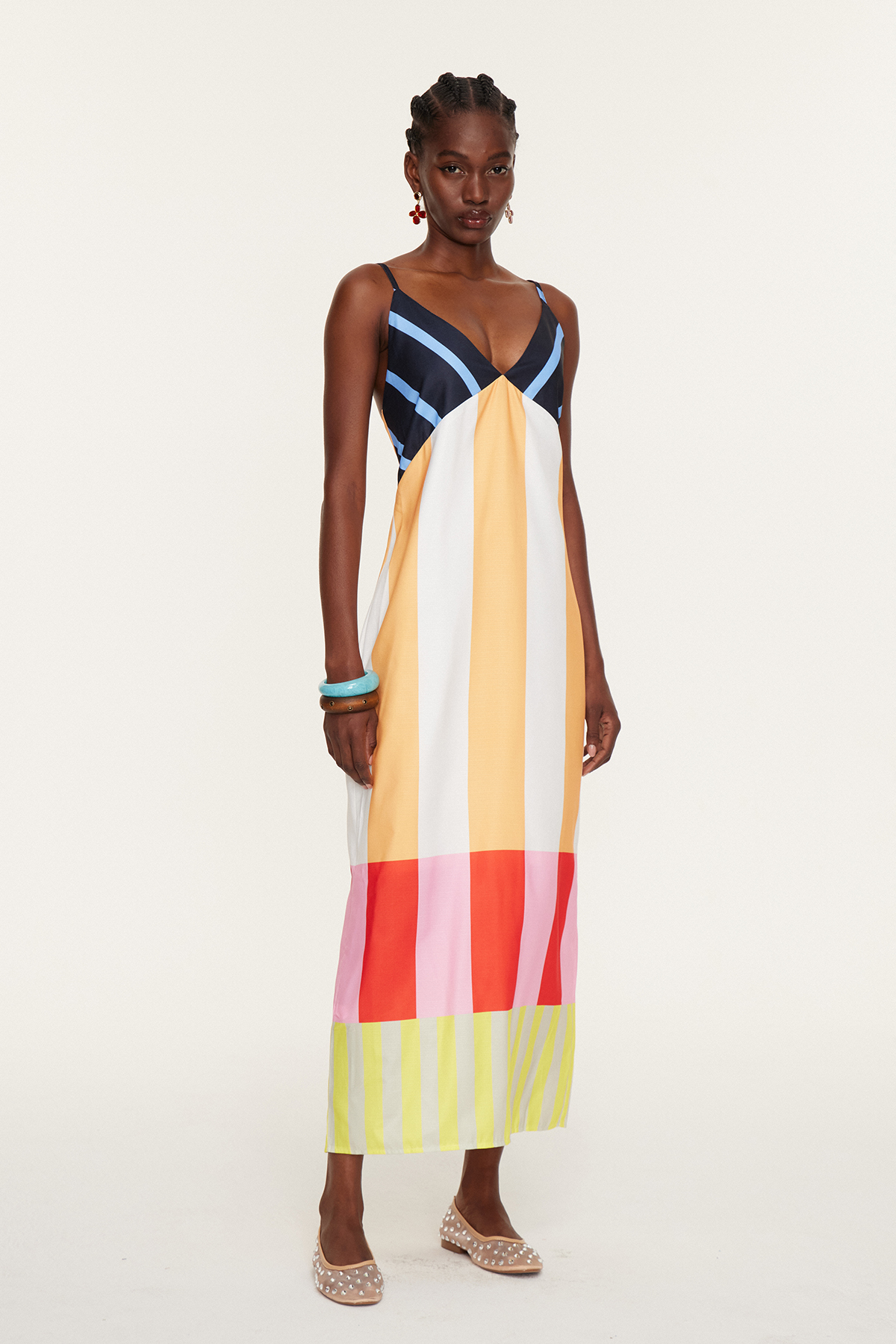 Estela Spaghetti Colorblock Maxi Dress