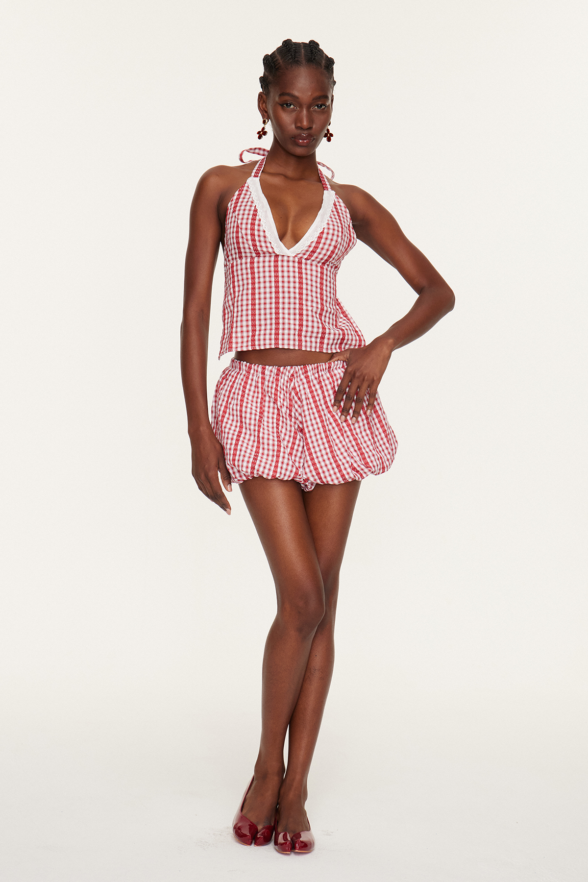 Estelita Grid Backless Skirt Set