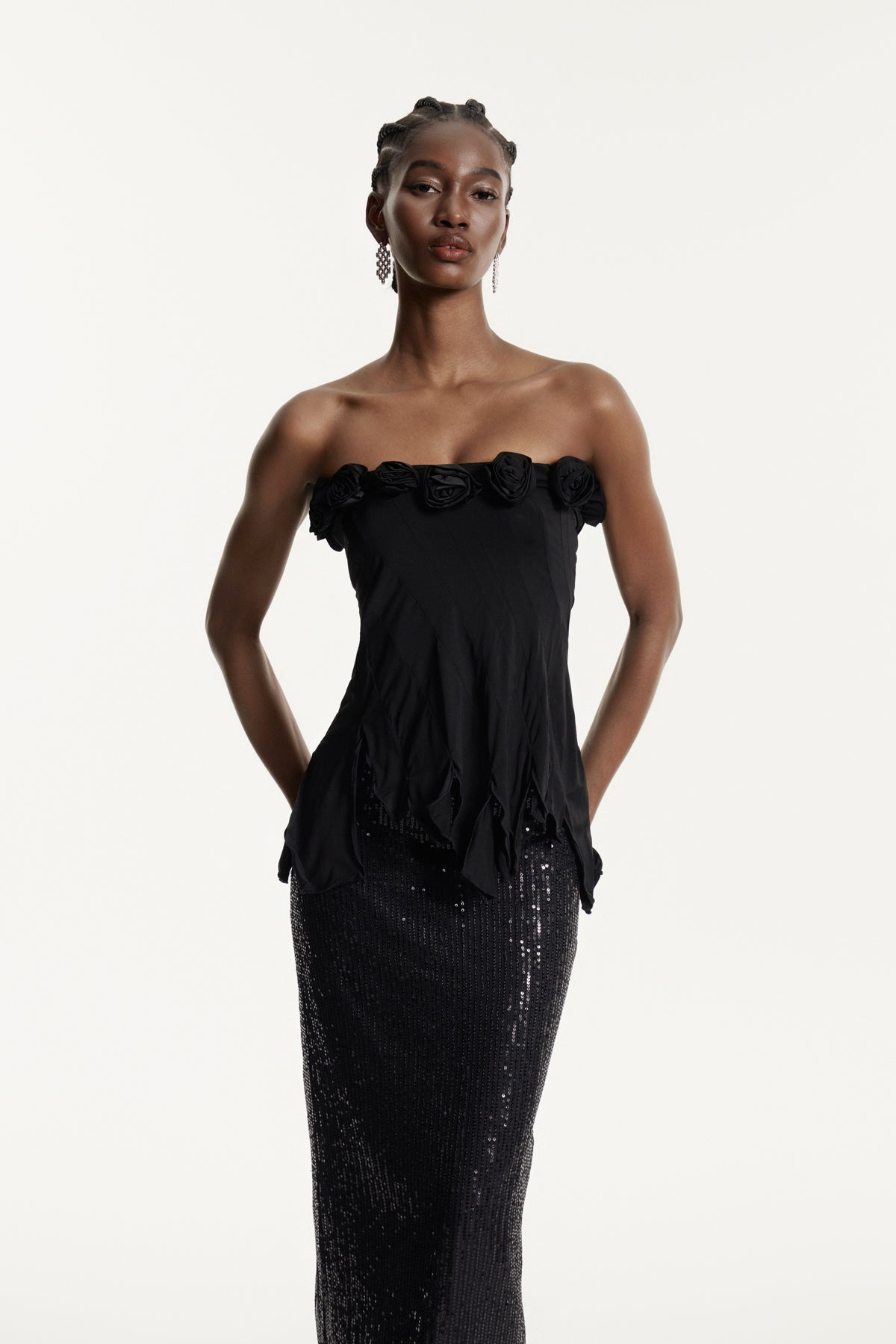 Estella Flower Fringe One Shoulder Top