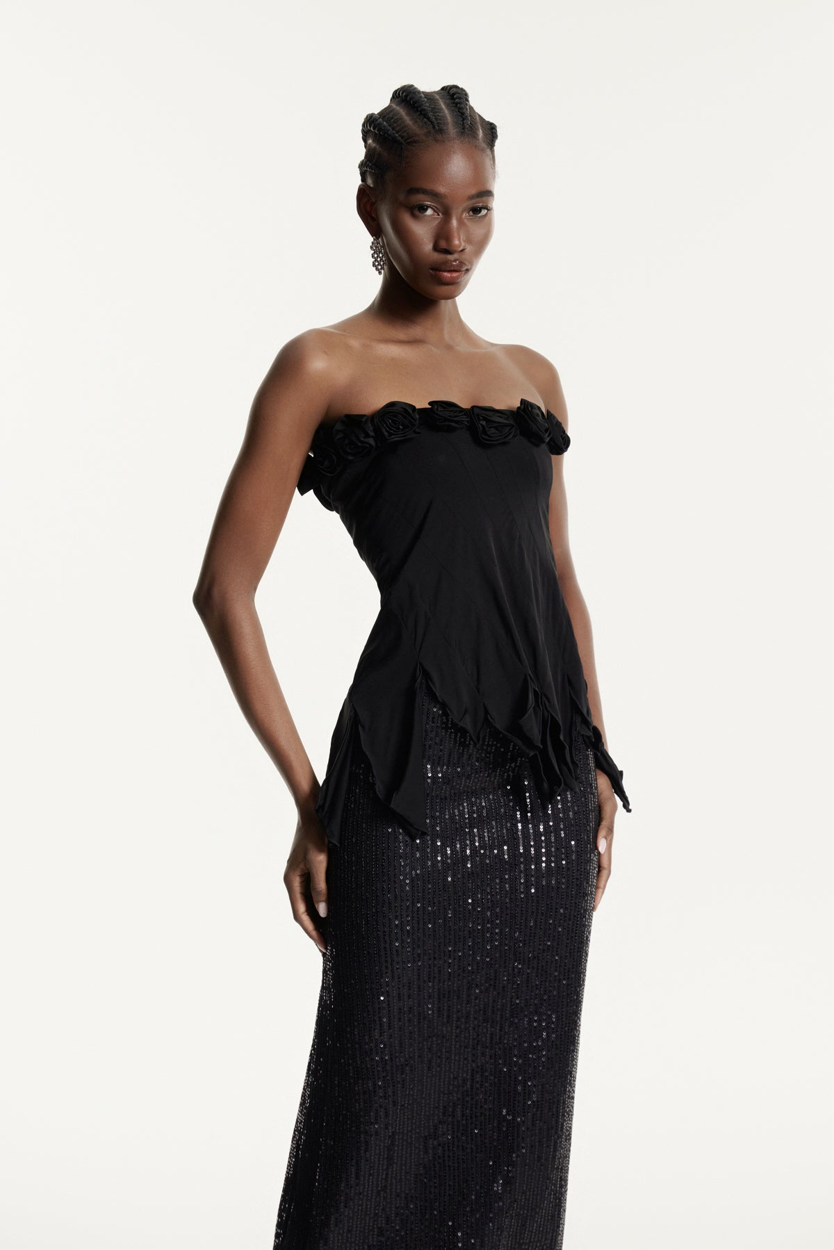 Estella Flower Fringe One Shoulder Top