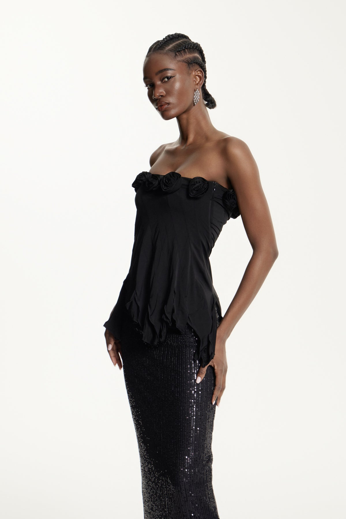 Estella Flower Fringe One Shoulder Top