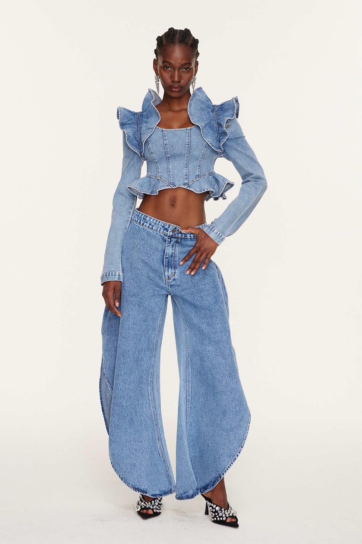 Estrella Ruffle Denim Top