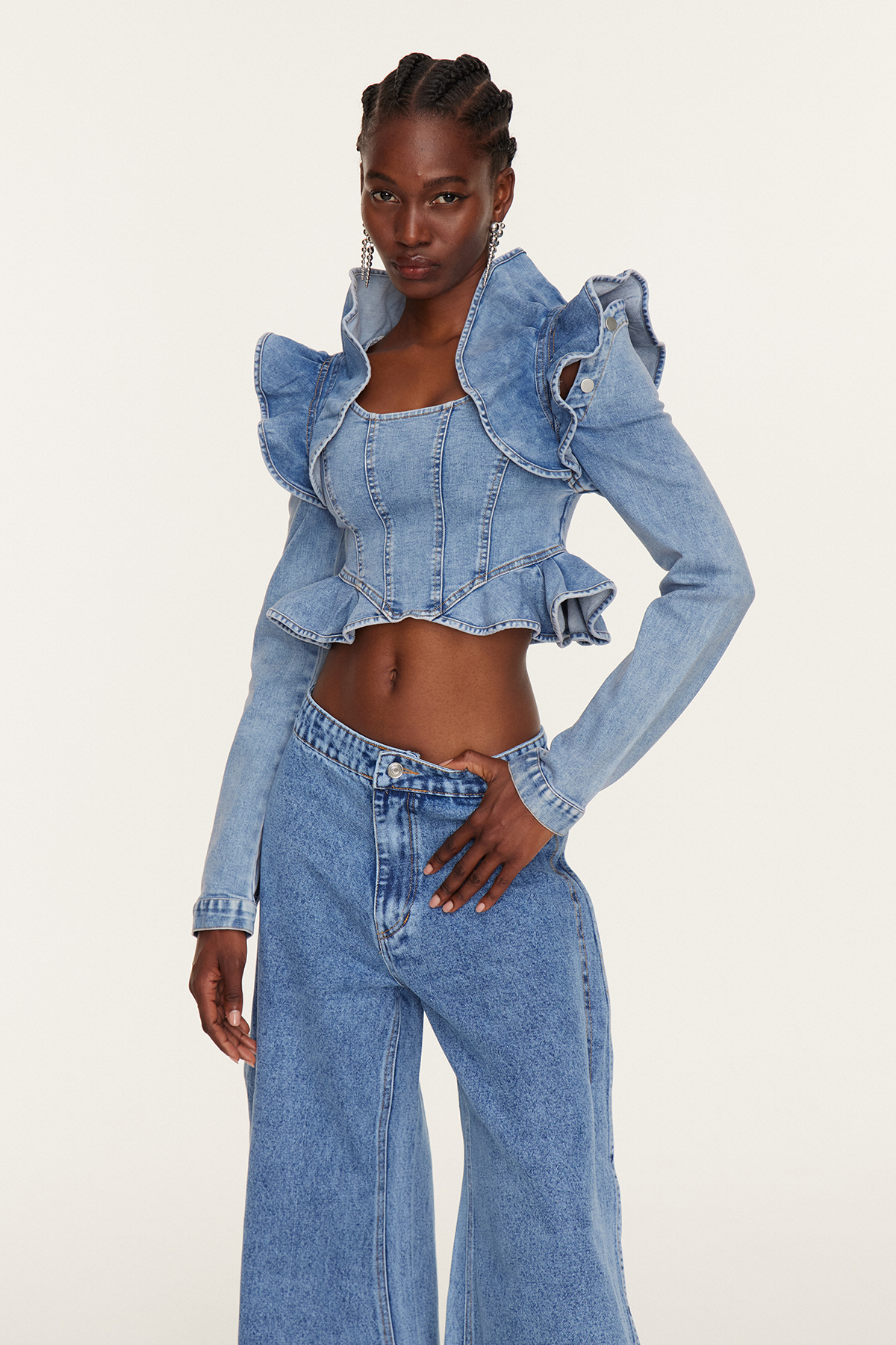 Estrella Ruffle Denim Top