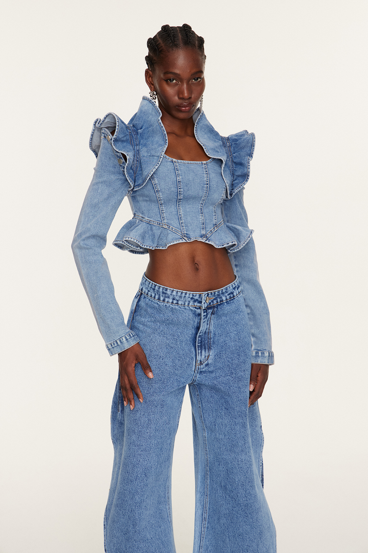 Estrella Ruffle Denim Top