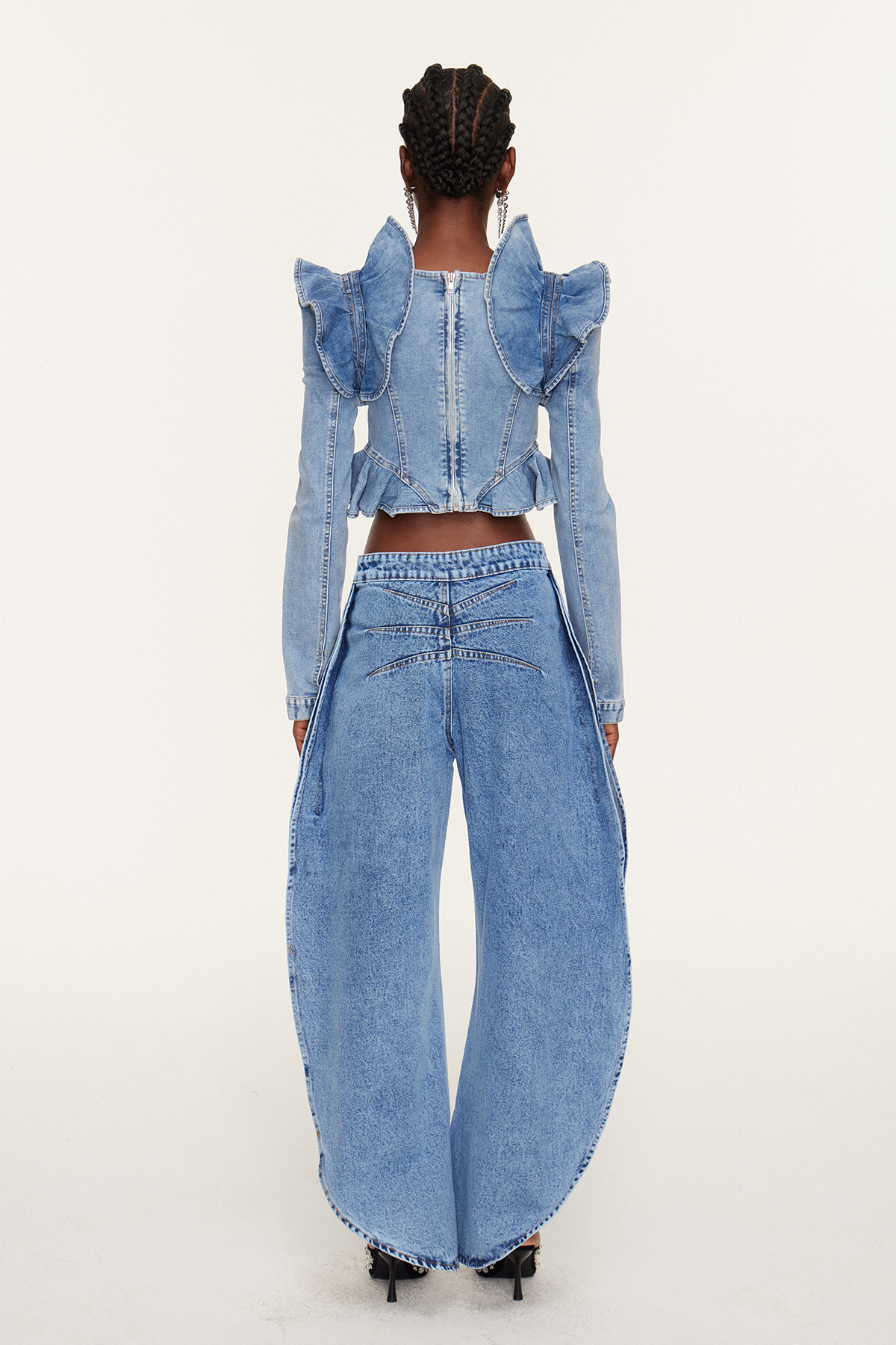 Estrella Ruffle Denim Top