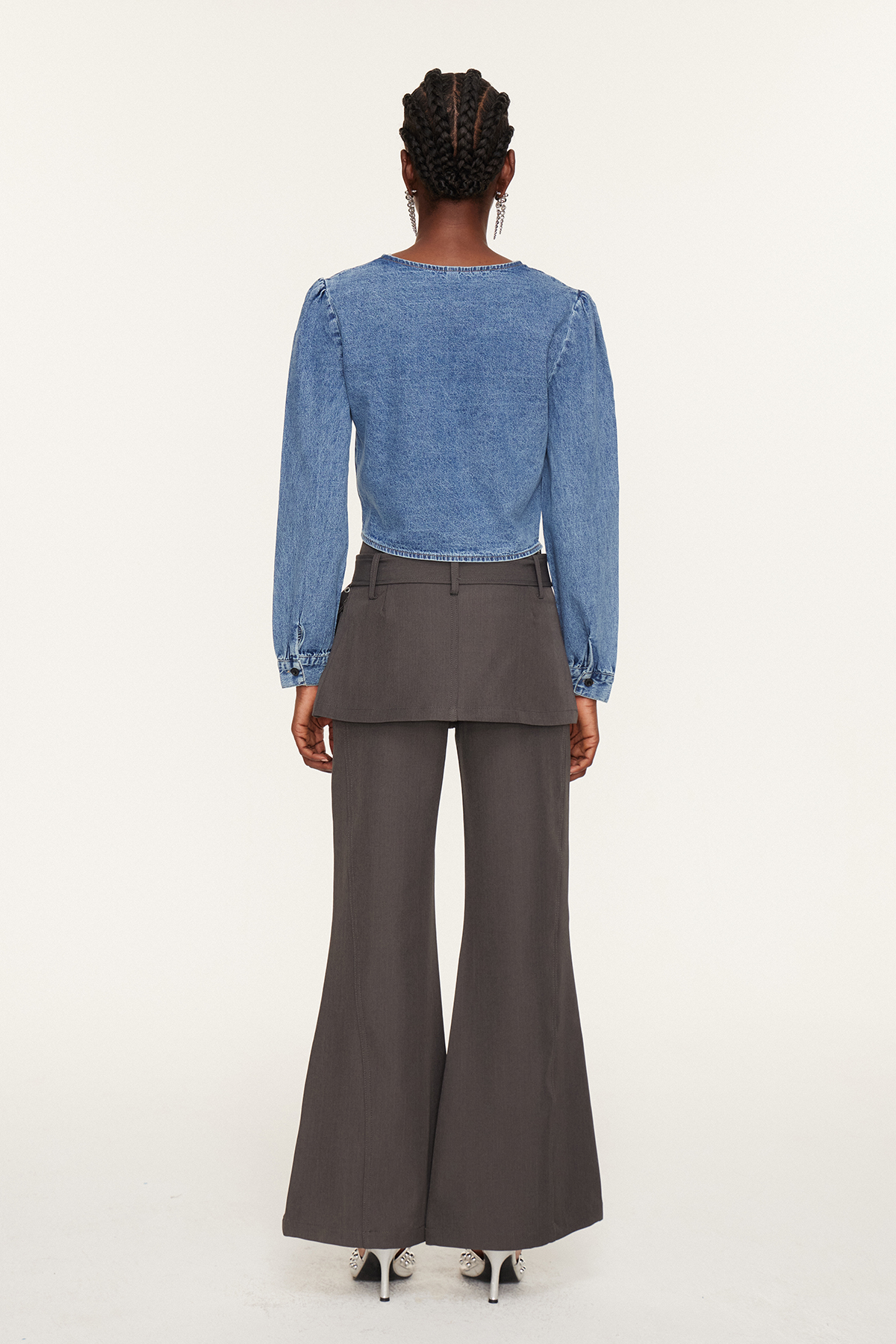 Eszti Twist Crop Denim Top