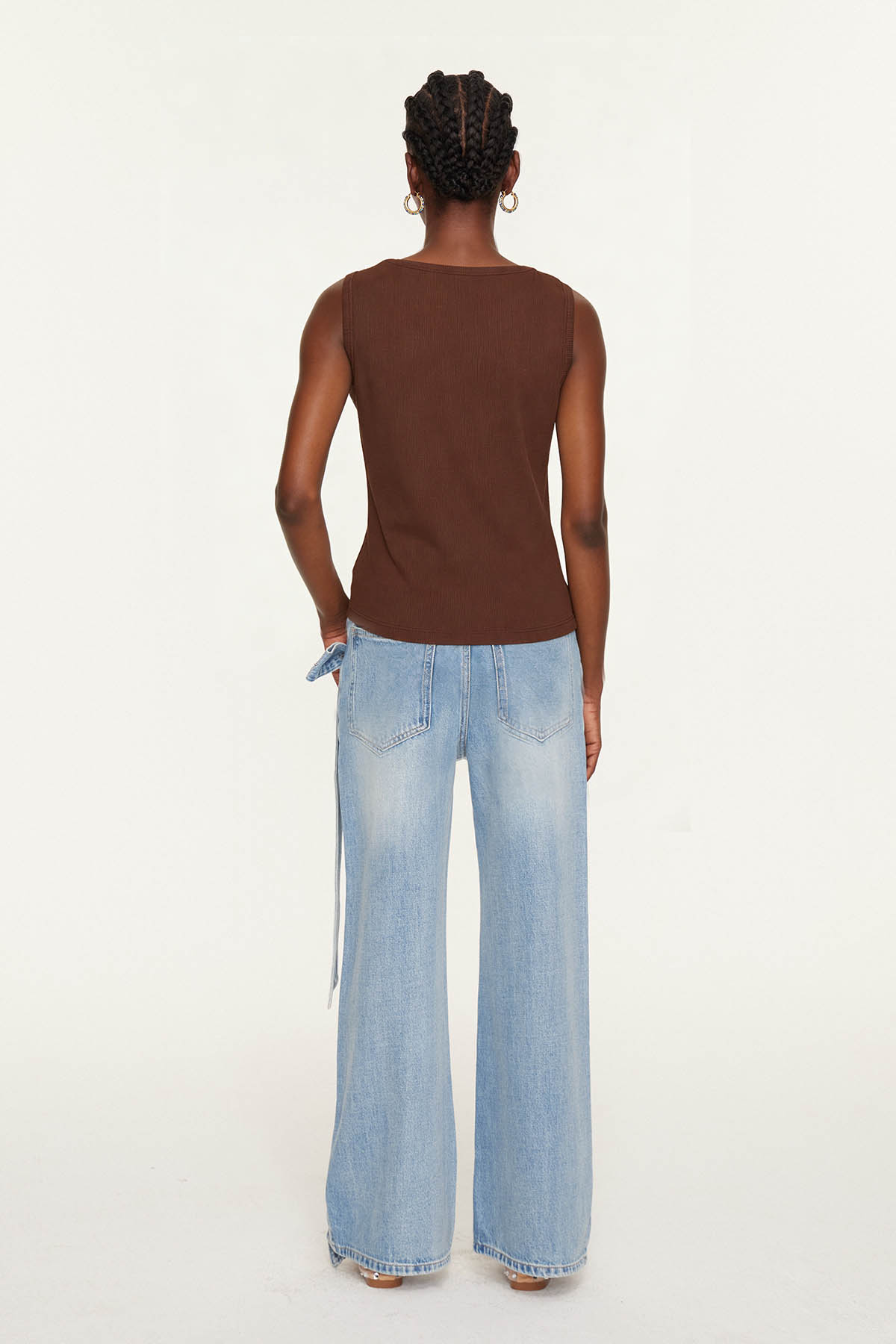 Etelvina Asymmetric Embellished Top In Brown