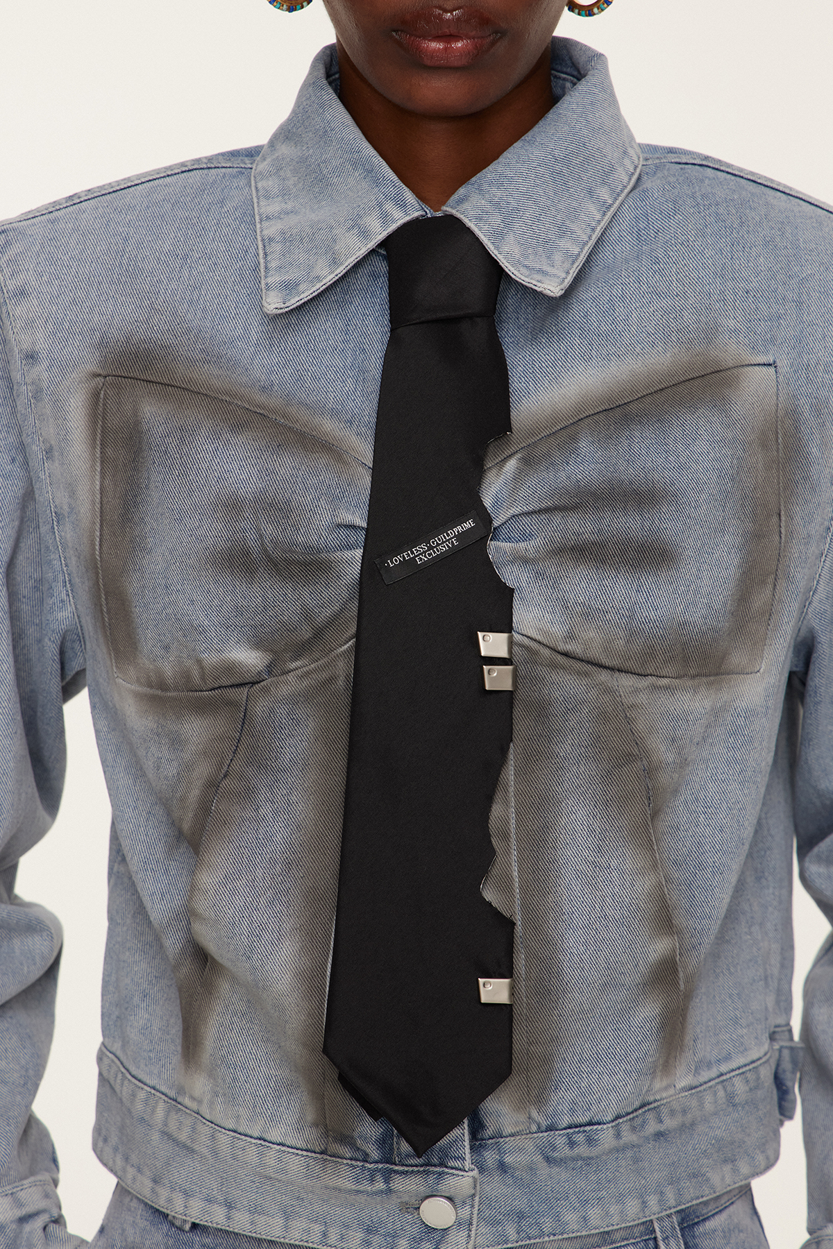 Etenesh Bow Print Denim Pants Set