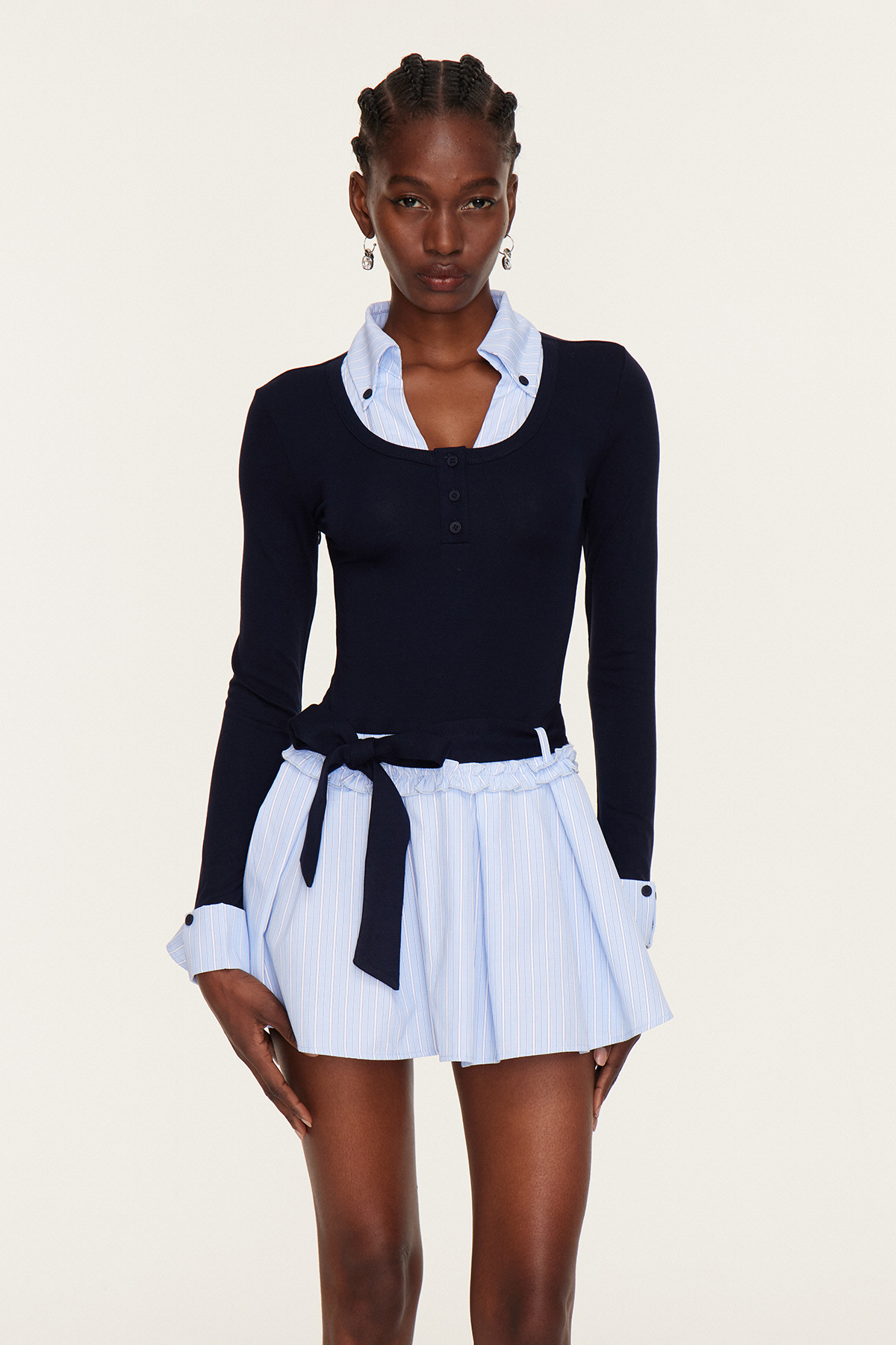 Ethelbert Stripe Tie Up Mini Dress