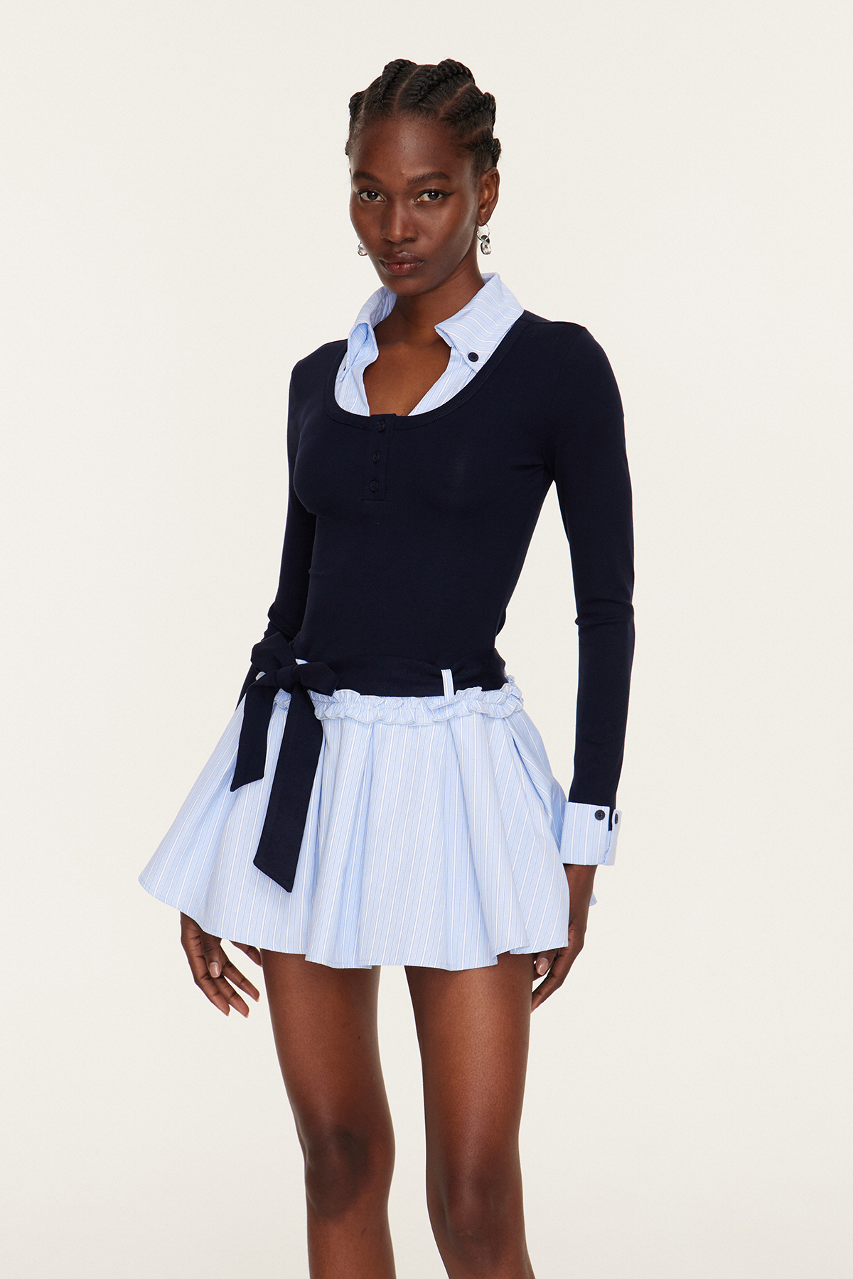 Ethelbert Stripe Tie Up Mini Dress