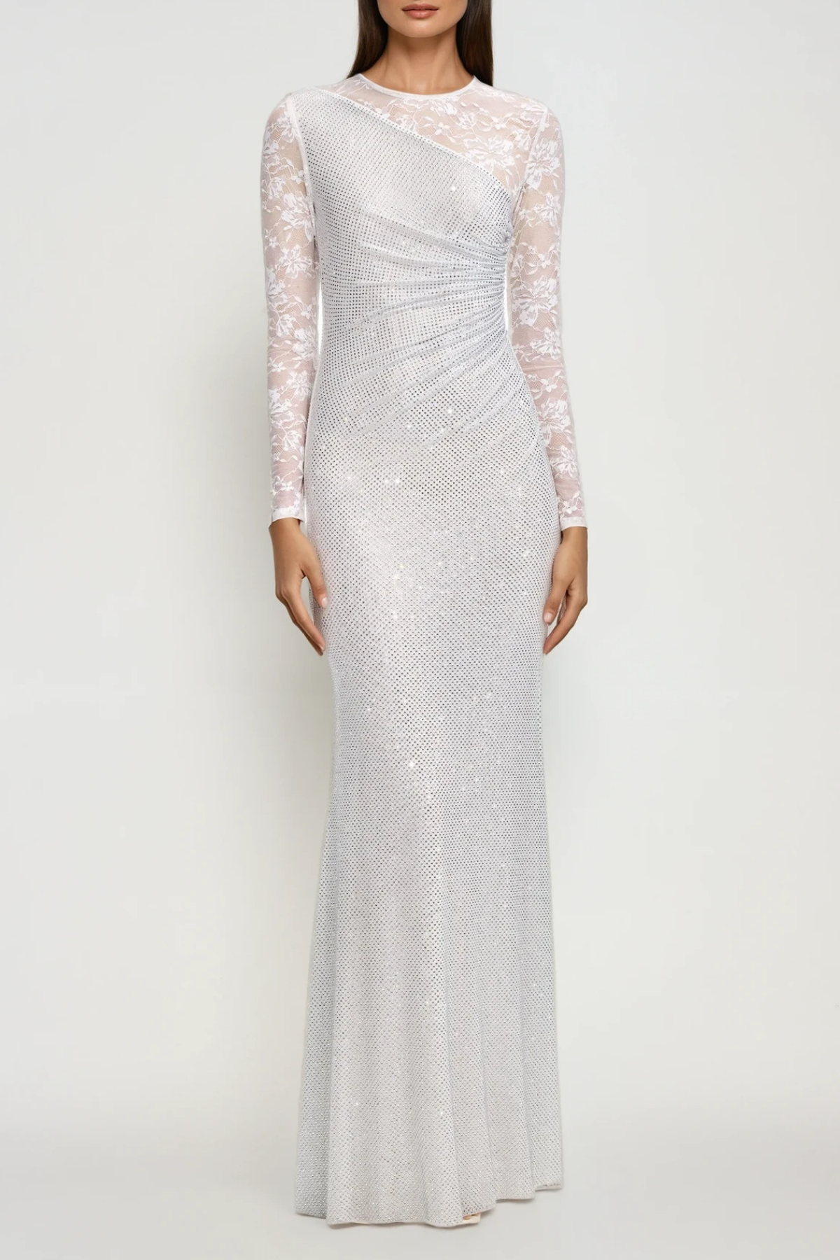 Fəxri Lace Deconstruct Rhinestone Maxi Dress