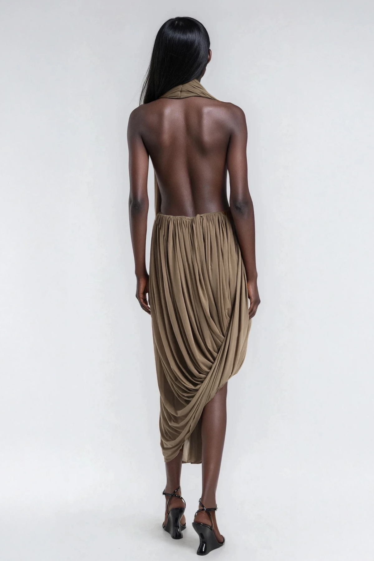 Faɗimatu Plunge Draped Midi Dress