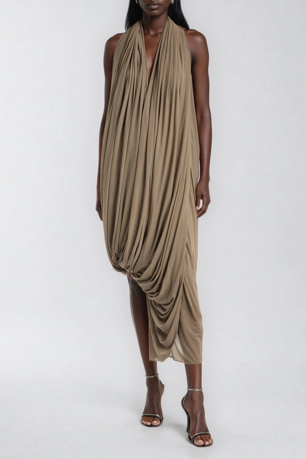 Faɗimatu Plunge Draped Midi Dress