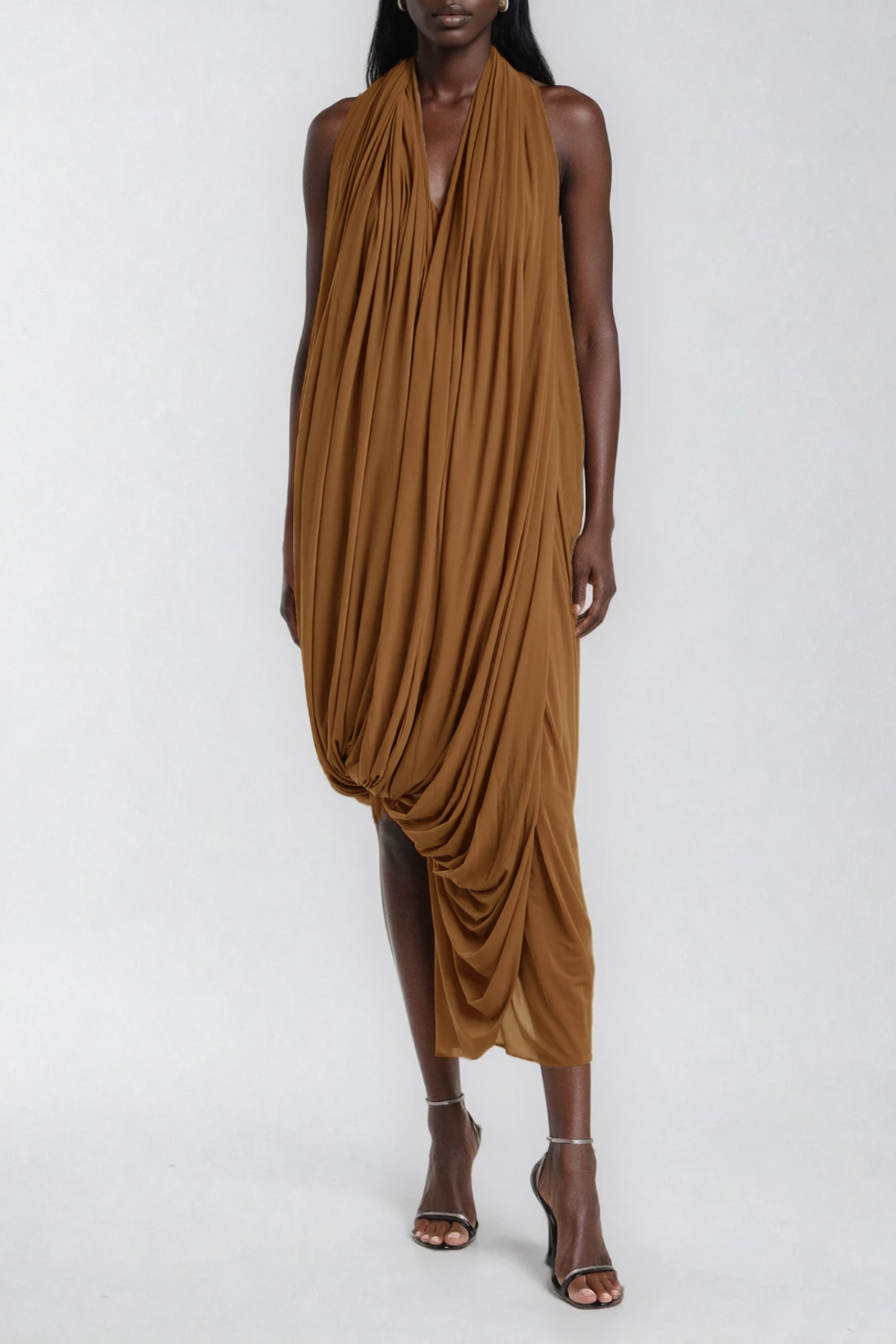 Faɗimatu Plunge Draped Midi Dress