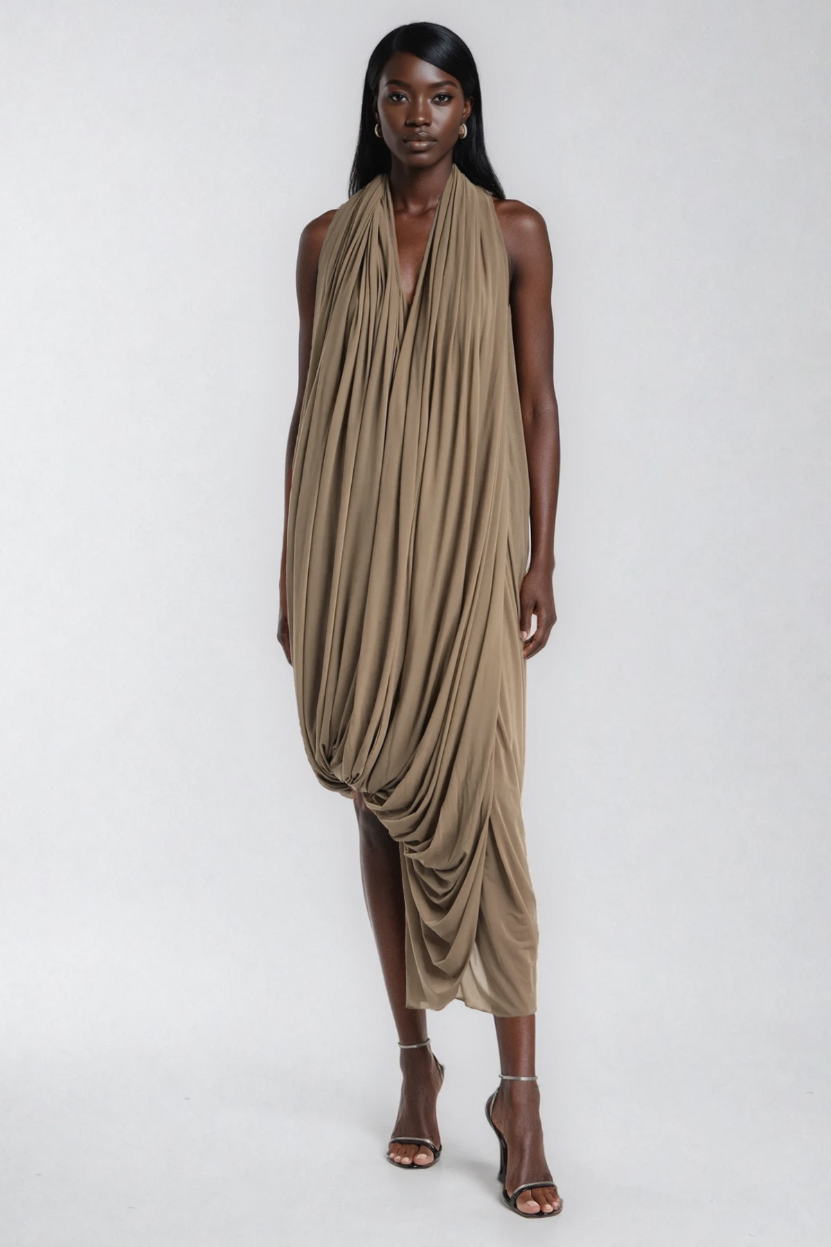 Faɗimatu Plunge Draped Midi Dress