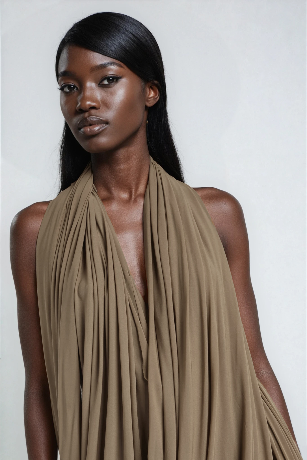 Faɗimatu Plunge Draped Midi Dress