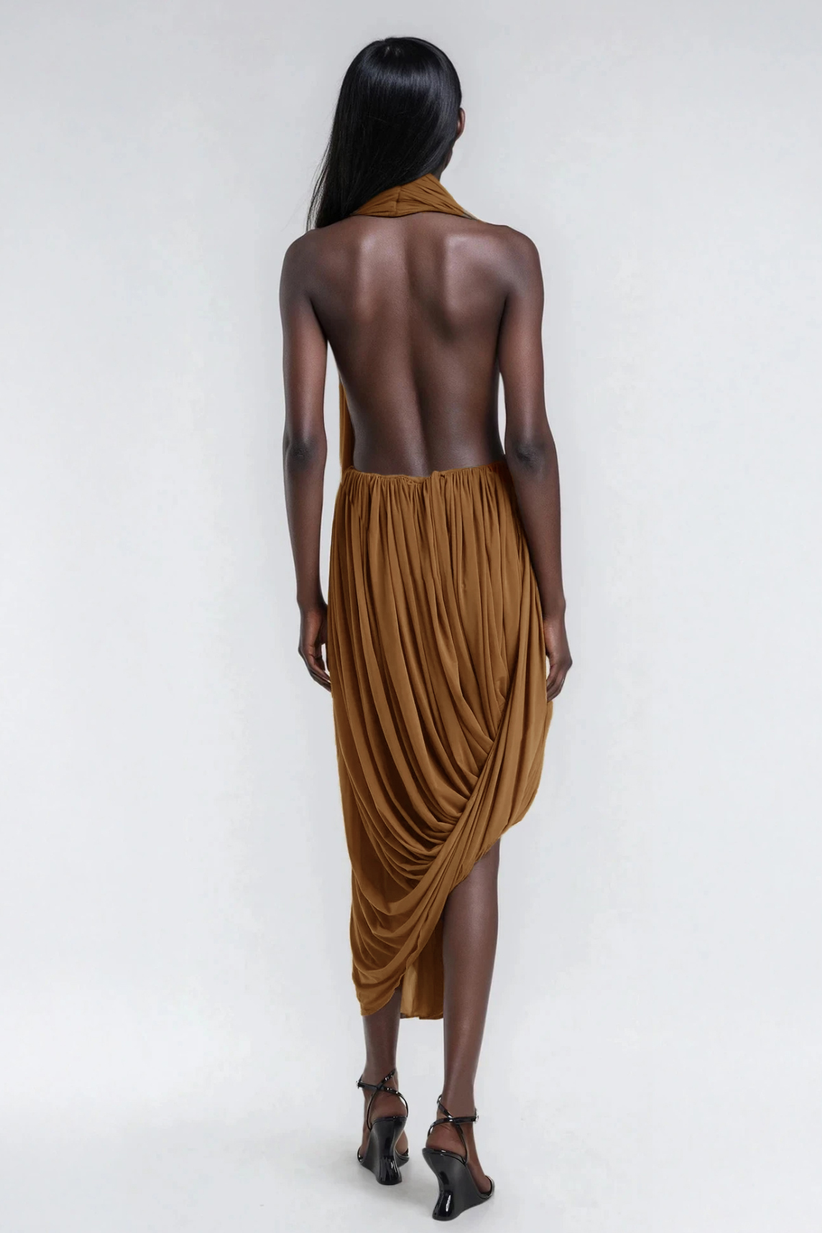 Faɗimatu Plunge Draped Midi Dress