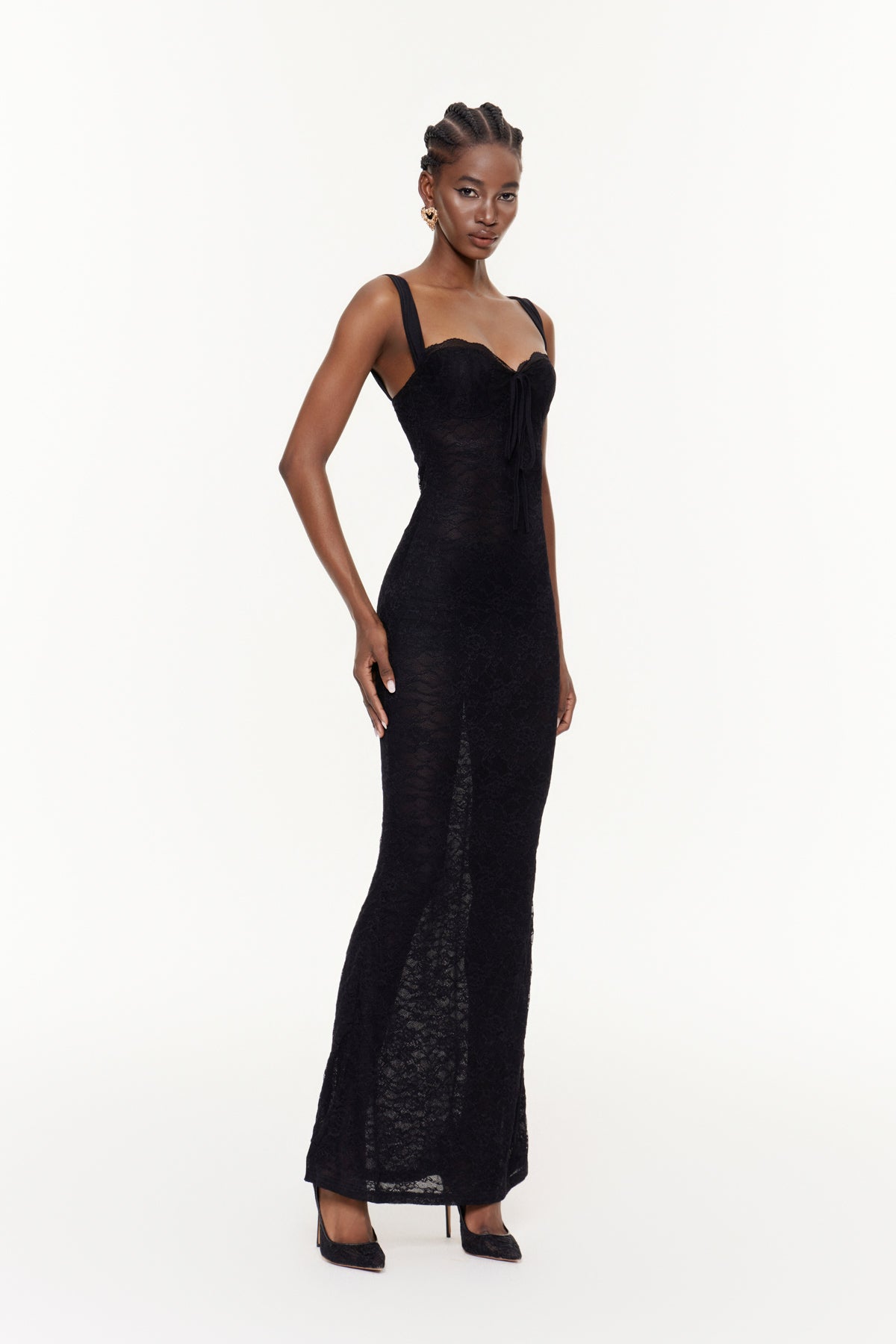 Fabio Spaghetti Lace Maxi Dress