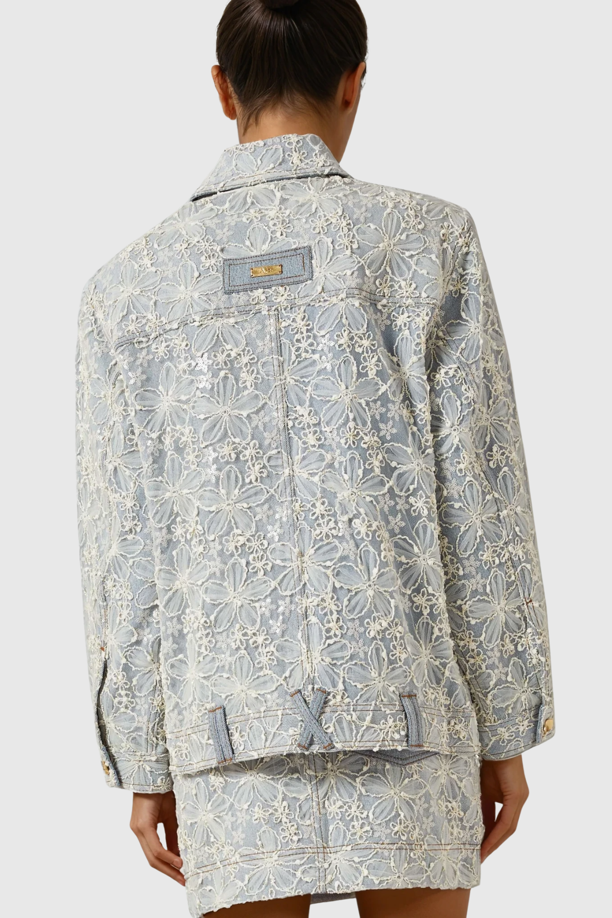 Fabrizia Floral Denim Skirt Set