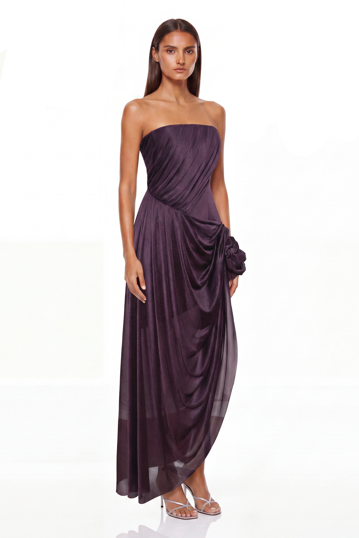 Fabrizio Strapless Draped Flower Mini Dress