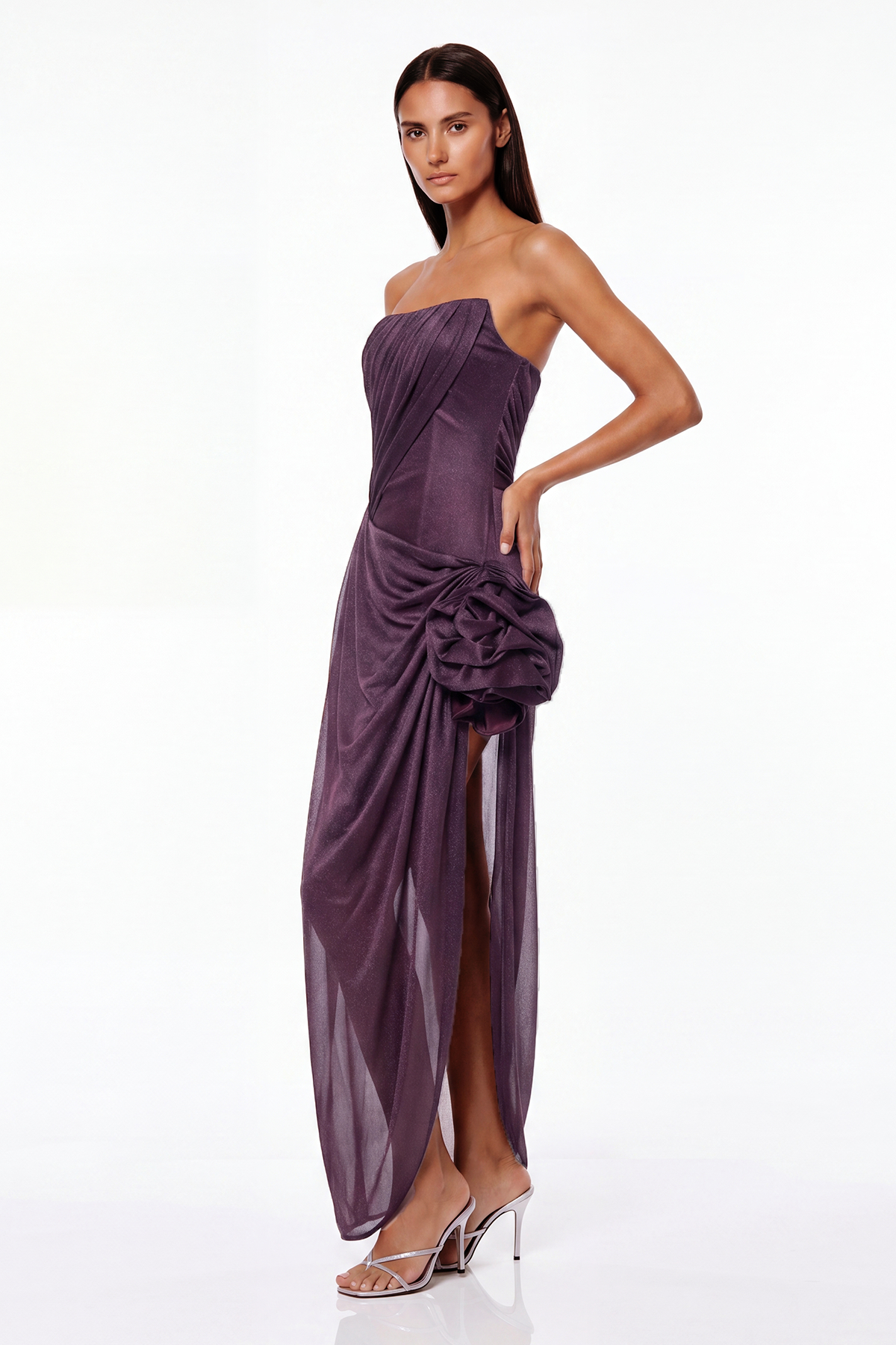 Fabrizio Strapless Draped Flower Mini Dress