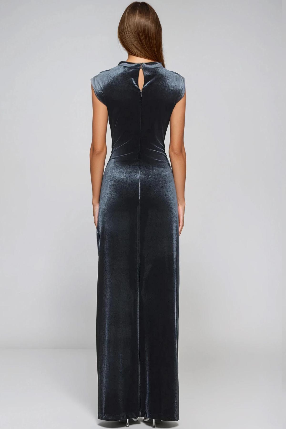 Facundo High Split Velvet Maxi Dress