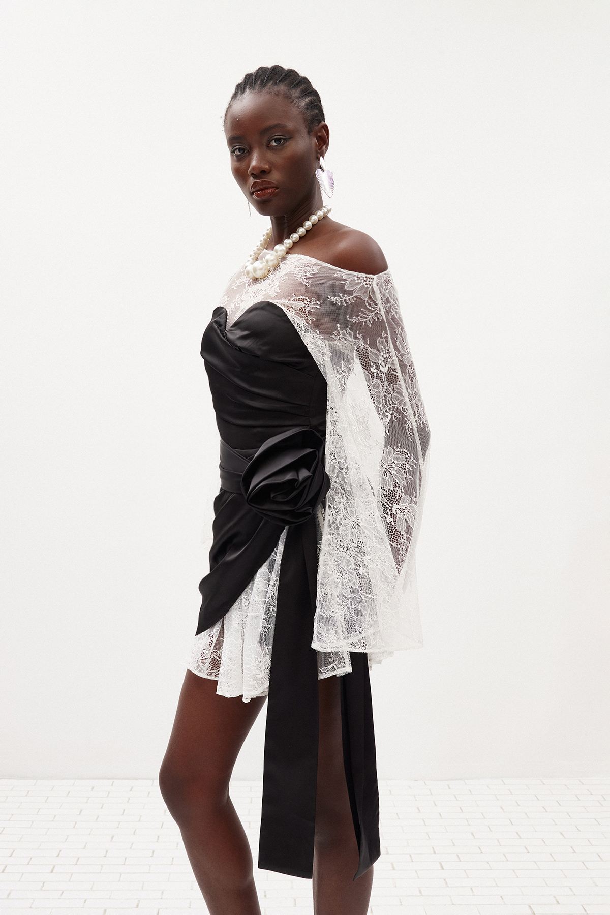 Faddey Deconstruct Flower Lace Mini Dress